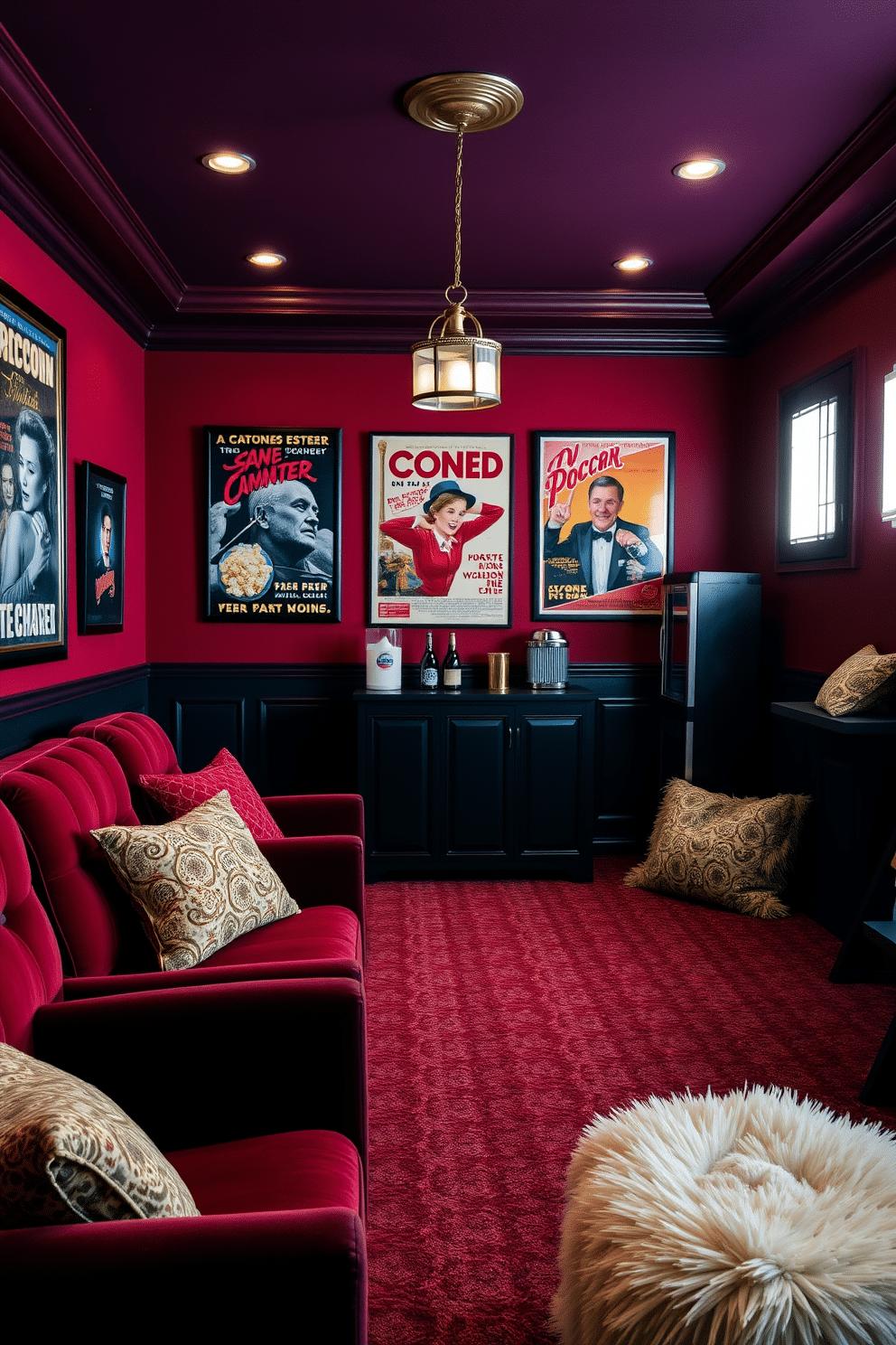 Create a cozy home theater inspired by your favorite films. Use rich colors like deep red and navy blue for the walls and plush seating, ensuring a cinematic atmosphere. Incorporate themed decor elements such as vintage movie posters and art deco lighting fixtures. Add a popcorn machine and a snack bar area to enhance the movie-watching experience.