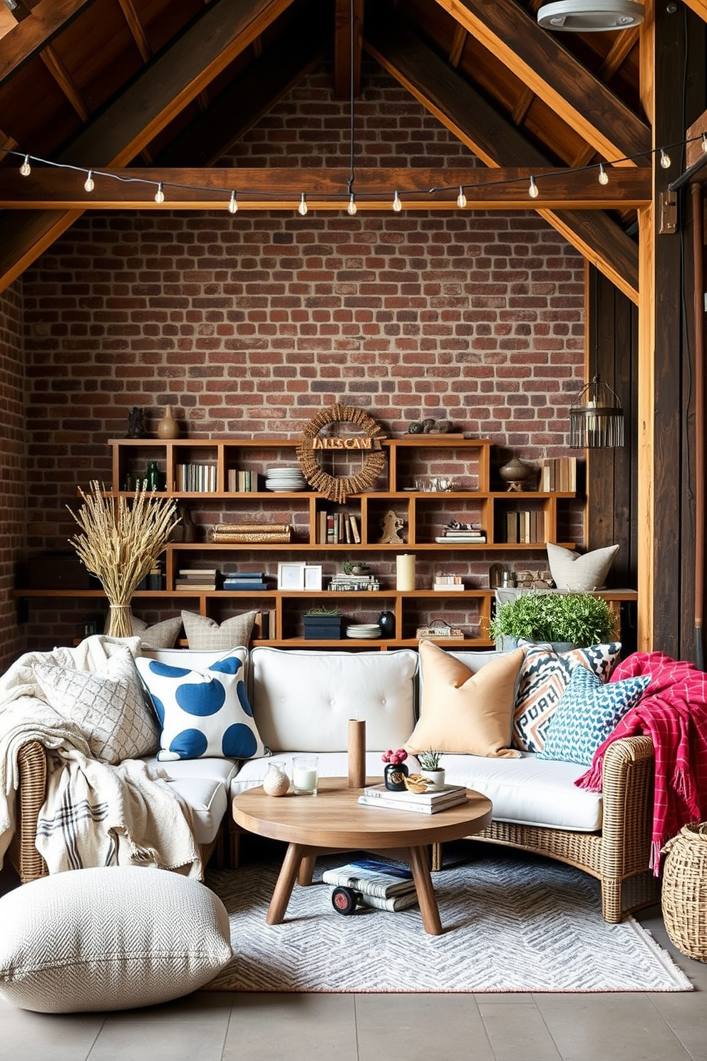 Create a cozy loft space for Labor Day celebrations. Incorporate a mix of soft blankets and decorative cushions in varying textures to enhance comfort and style. Utilize a neutral color palette with pops of seasonal colors for a festive touch. Arrange seating areas to encourage conversation while maintaining a warm and inviting atmosphere.