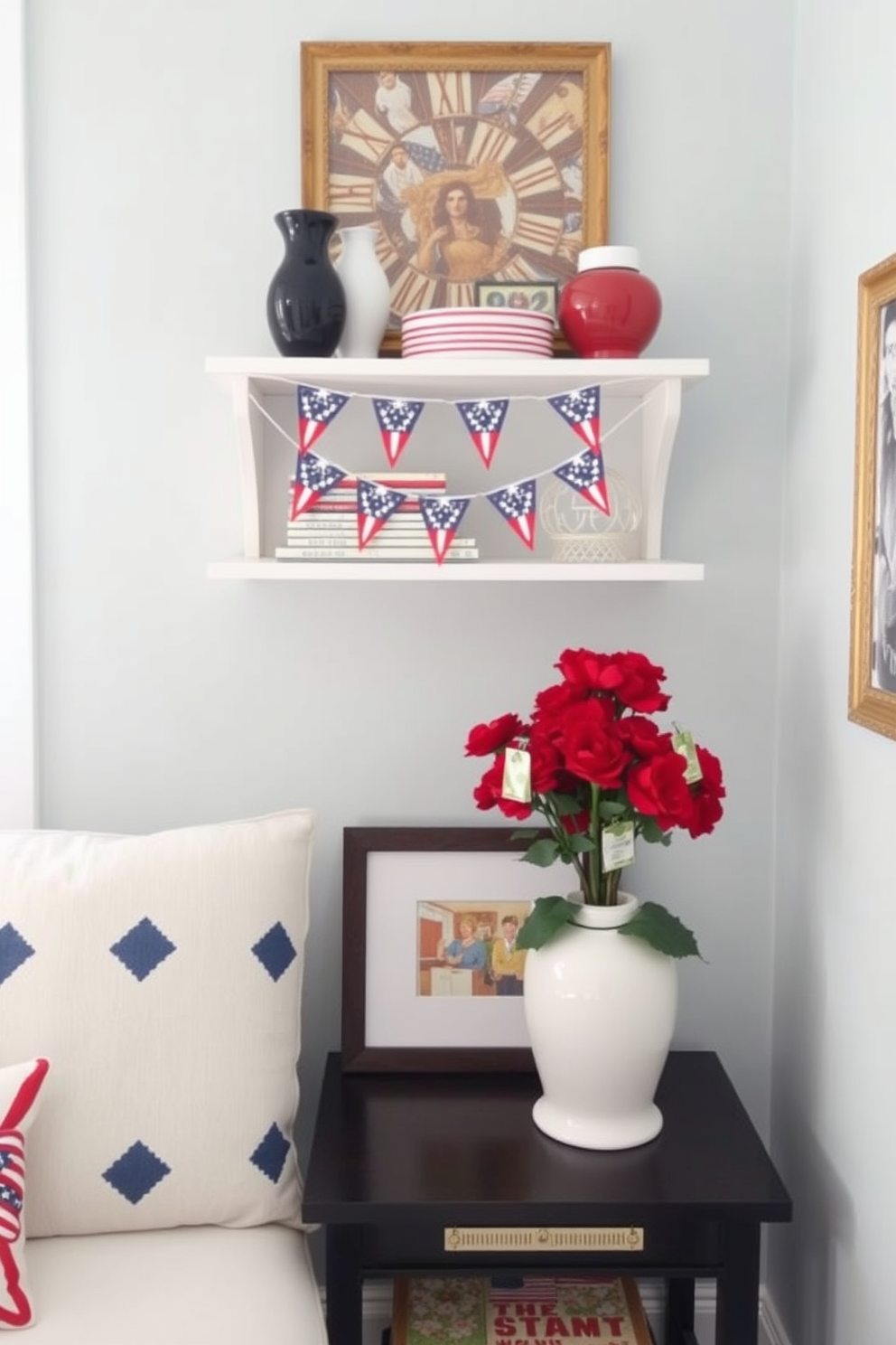 Mini banners hanging from shelves create a festive atmosphere. They can be adorned with patriotic colors and symbols to celebrate Memorial Day. Small spaces can be beautifully decorated with thoughtful arrangements. Use compact furniture and vibrant accents to maximize style without sacrificing function.