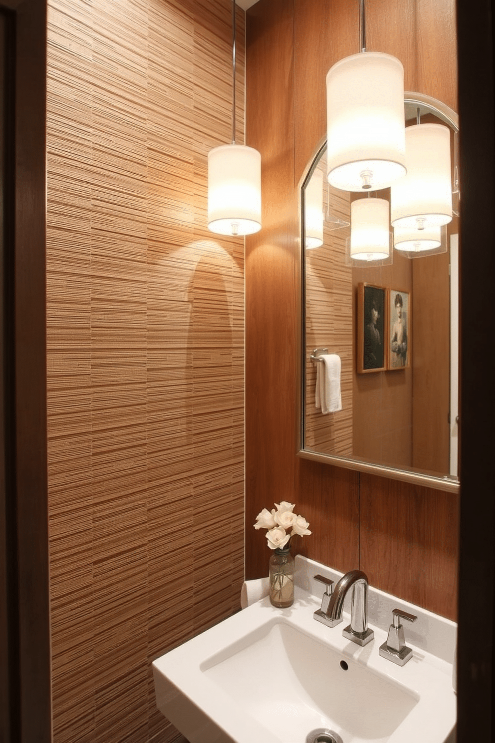 Textured wall panels create a stunning backdrop in a powder room, adding depth and visual interest. Choose a rich wood finish or a soft fabric to enhance the ambiance and complement the overall design. Incorporate artwork or decorative mirrors to further elevate the space, reflecting light and creating a sense of openness. Pair the textured panels with elegant lighting fixtures to highlight their unique features and create a warm, inviting atmosphere.