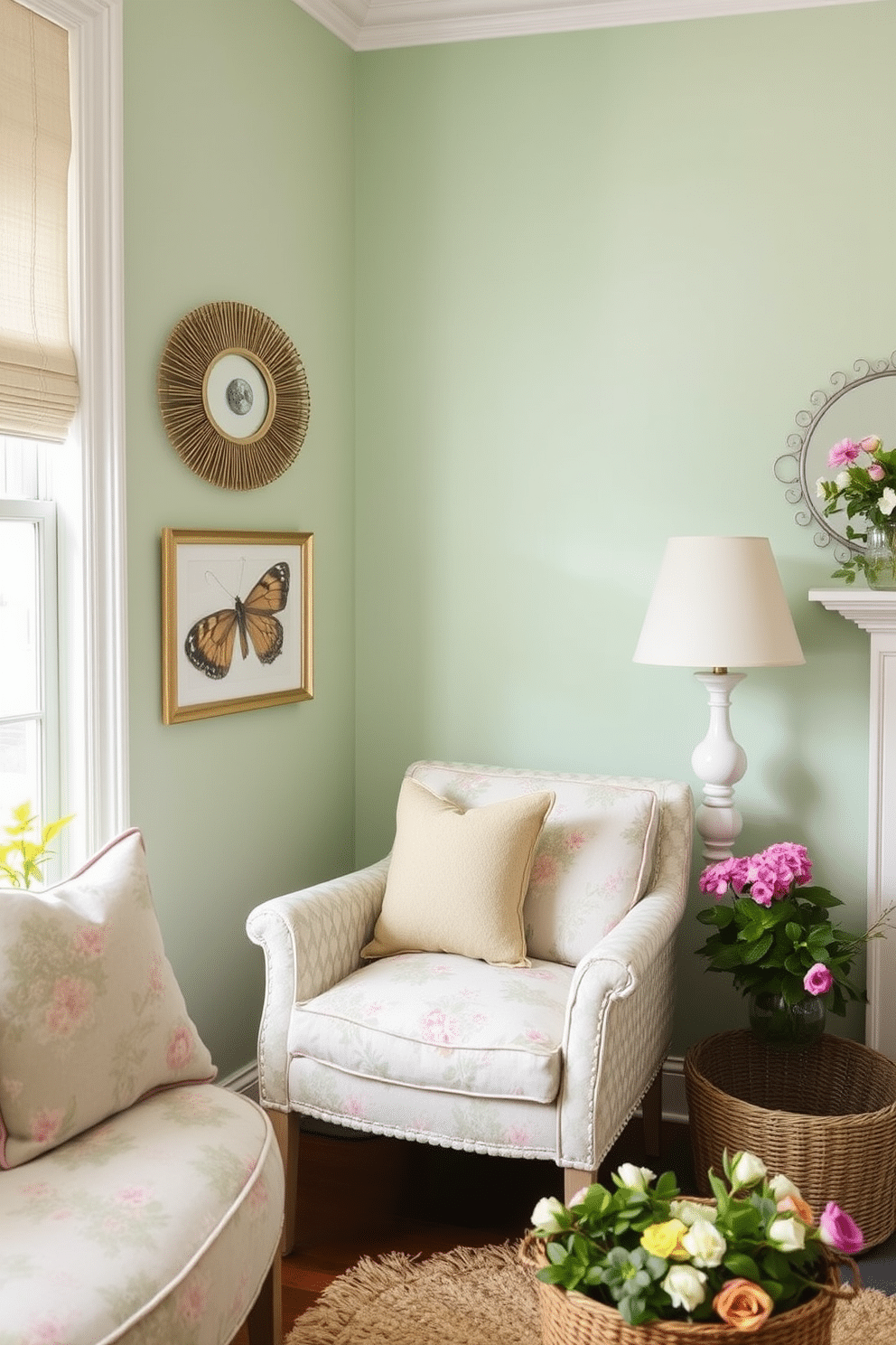 Refreshing wall colors in soft pastels create a serene atmosphere that invites relaxation. Incorporate light pinks, soft blues, and gentle greens to evoke the feeling of spring throughout your space. Spring decorating ideas can include floral patterns, light fabrics, and natural elements. Use fresh flowers and greenery to enhance the vibrant colors and bring the outdoors inside.