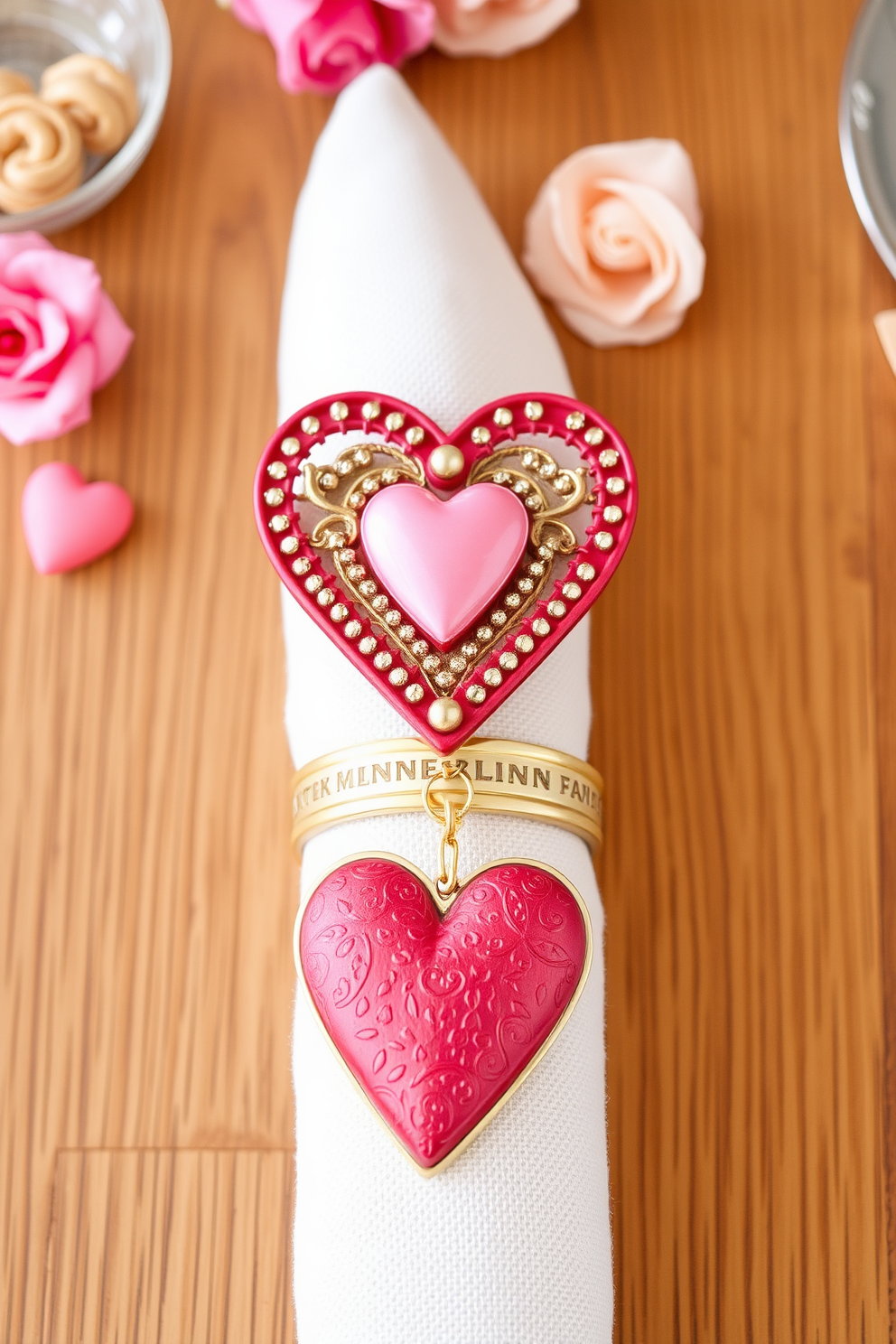 Heart-themed napkin rings add a charming touch to any Valentine's Day table setting. Crafted from elegant materials, these napkin rings can be adorned with intricate designs that capture the spirit of romance. Incorporating these napkin rings into your Valentine's Day decorating ideas creates a cohesive and festive atmosphere. Pair them with soft pastel table linens and delicate floral arrangements to enhance the romantic ambiance.