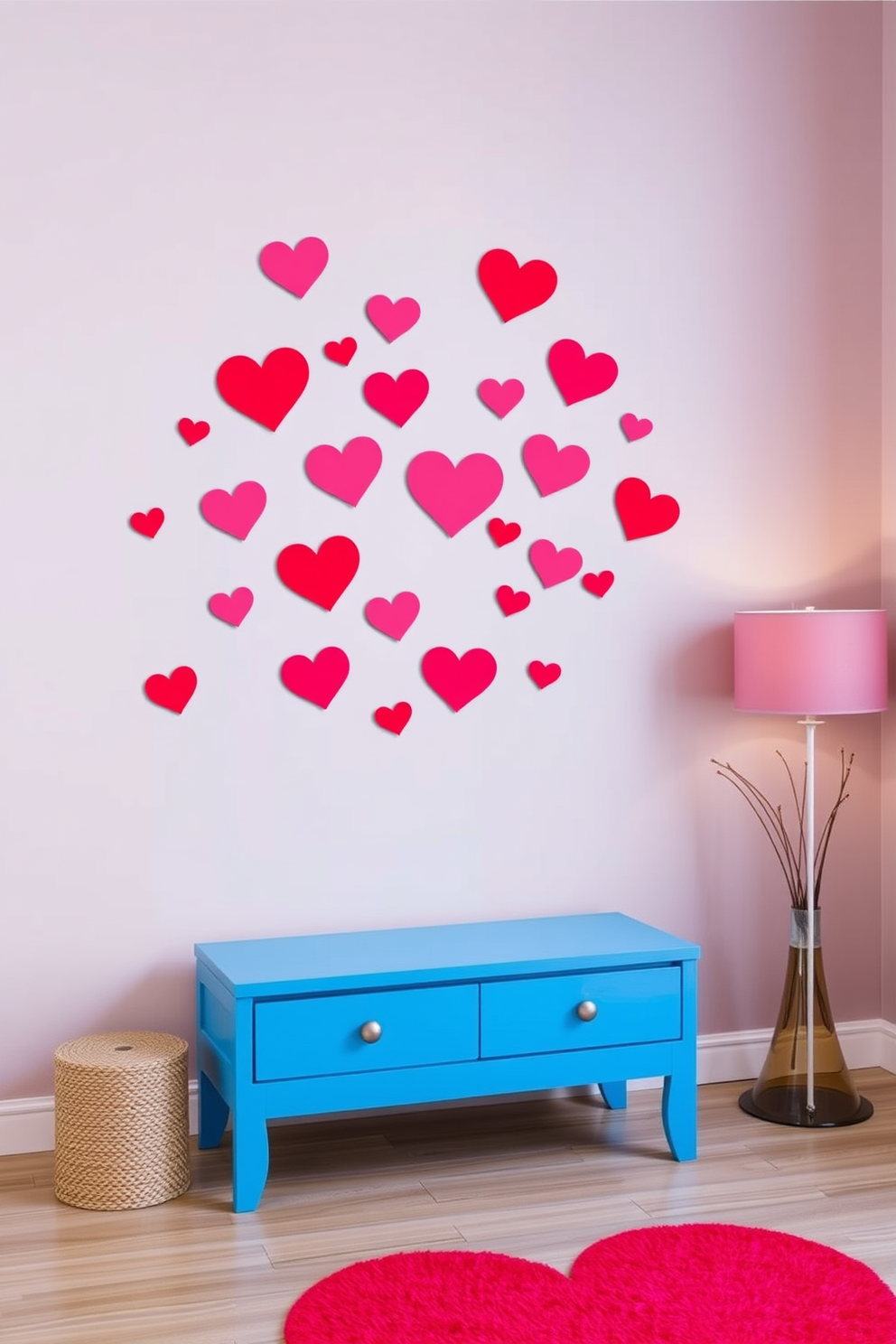 Heart-themed wall decals create a romantic and playful atmosphere, perfect for celebrating Valentine's Day. These decals can be arranged in various sizes and colors to form a stunning focal point on any wall. Incorporating heart-themed wall decals into your decor can enhance the overall theme with minimal effort. Pair them with soft lighting and cozy textiles to create an inviting and warm environment for your Valentine's Day celebration.