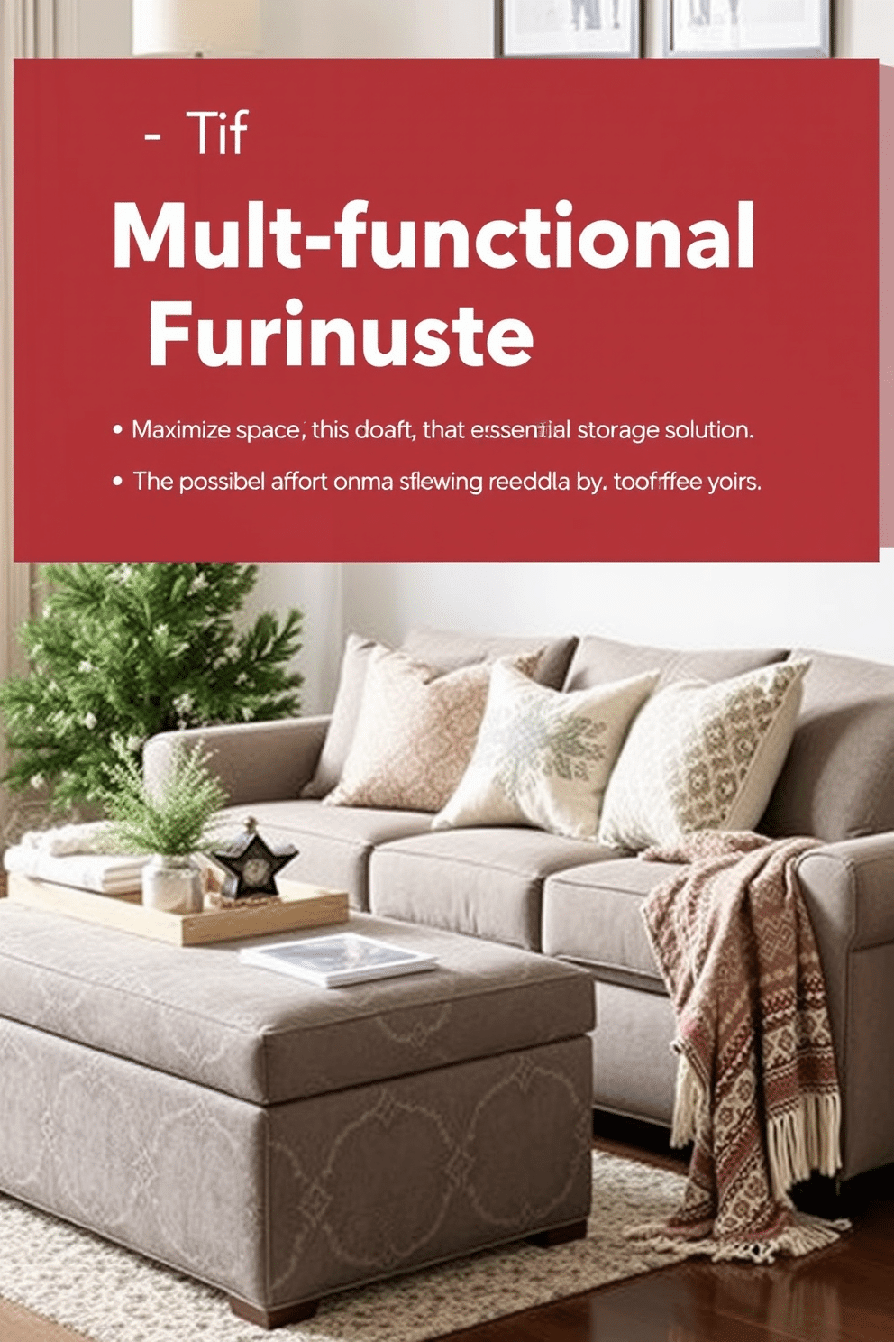 Choose multifunctional furniture that maximizes space while providing essential storage solutions. Consider items like a stylish ottoman that doubles as a storage unit or a coffee table with hidden compartments. Incorporate winter-themed decor to create a warm and inviting atmosphere. Use soft textiles, such as cozy throws and plush cushions, to enhance comfort while maintaining a chic aesthetic.