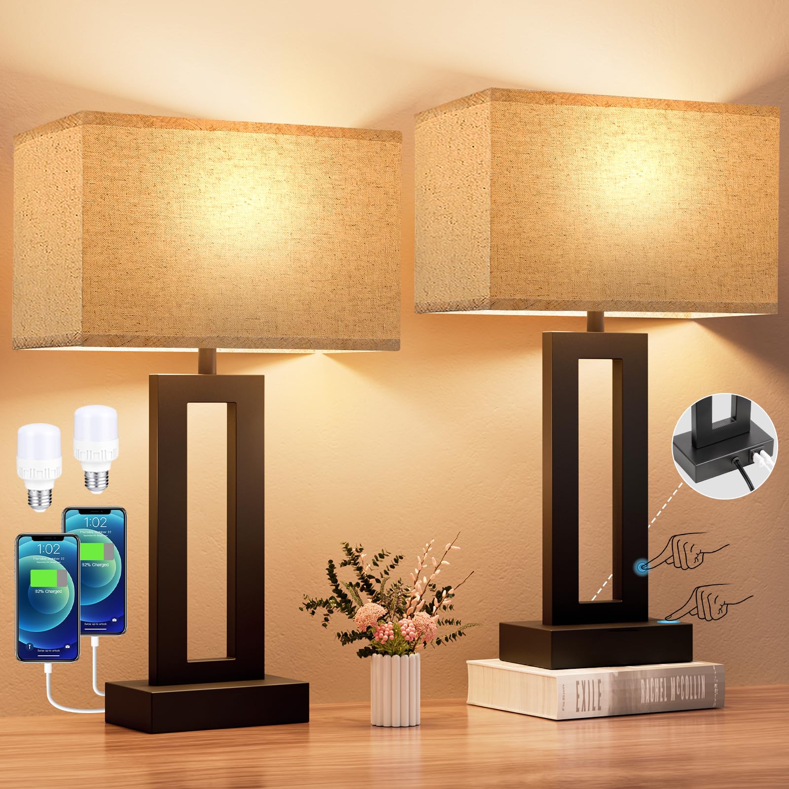 7 Best Touch Dimmable Led Nightstand Lamps