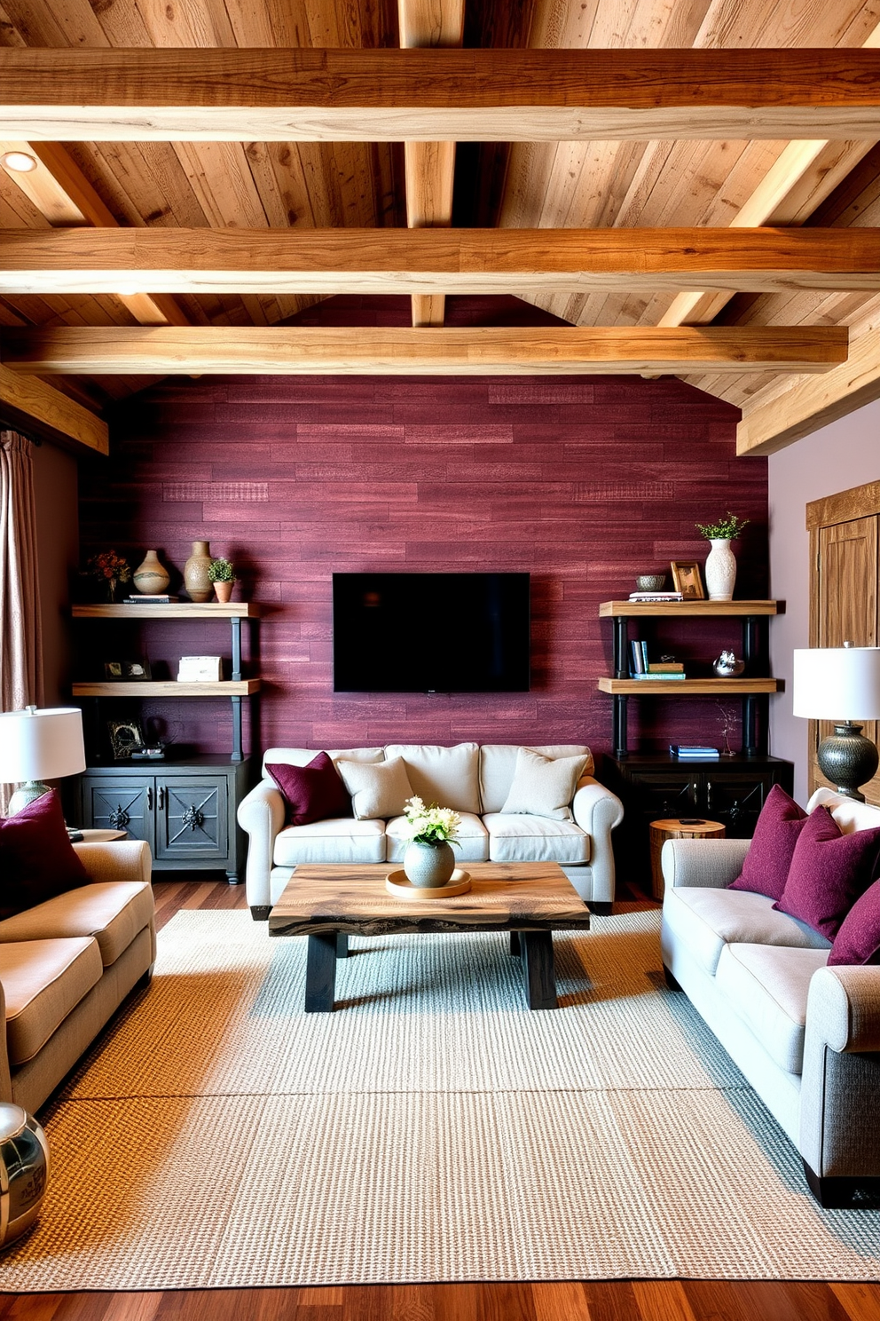 Burgundy Wall Painting Ideas 10