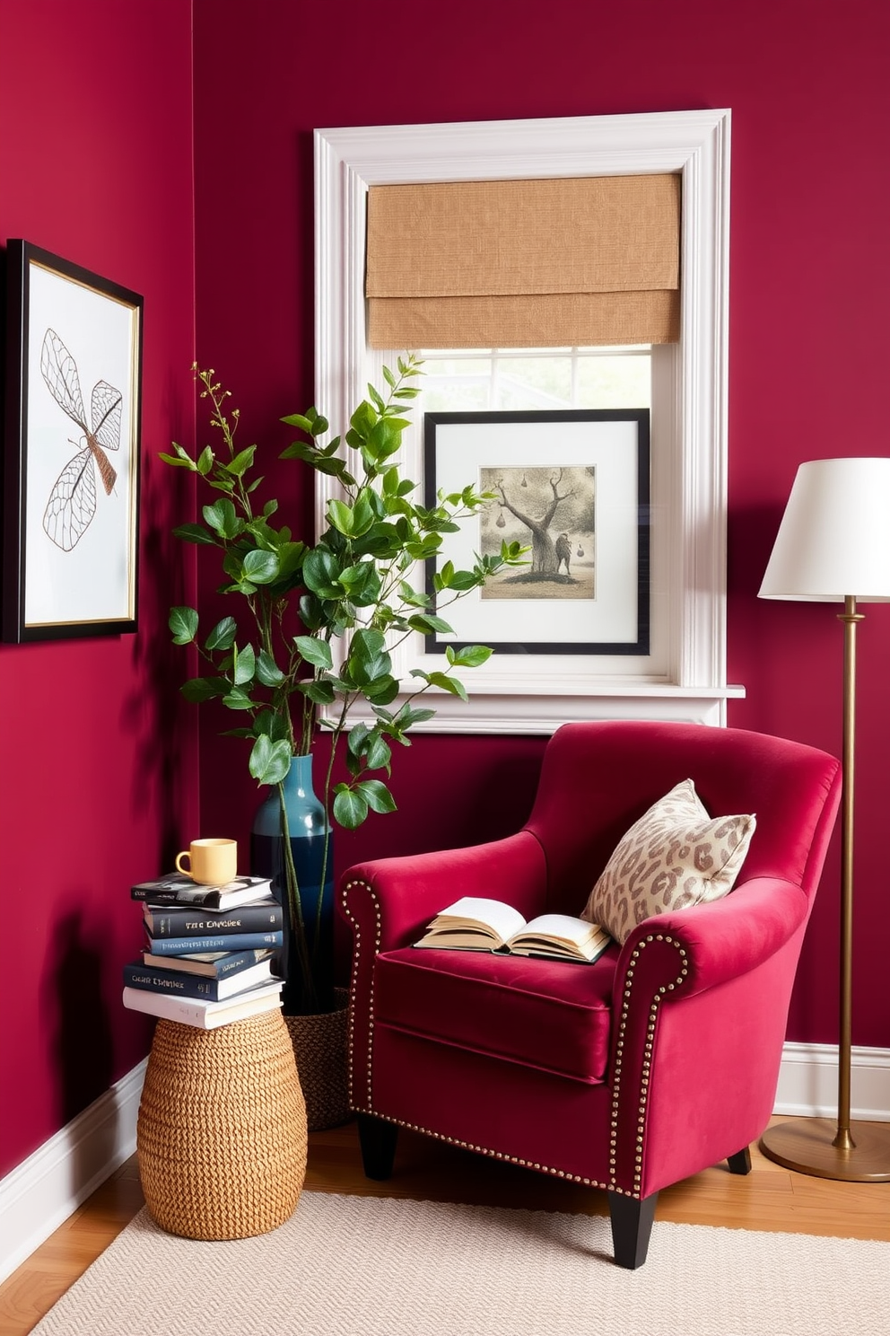 Burgundy Wall Painting Ideas 13