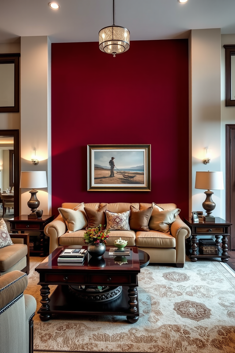 Burgundy Wall Painting Ideas 19