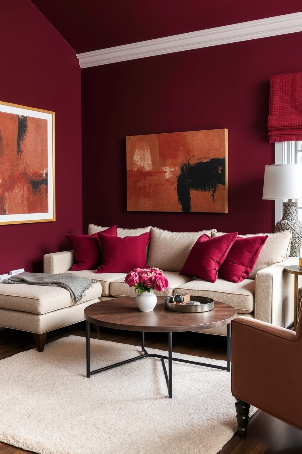 Burgundy Wall Painting Ideas 23