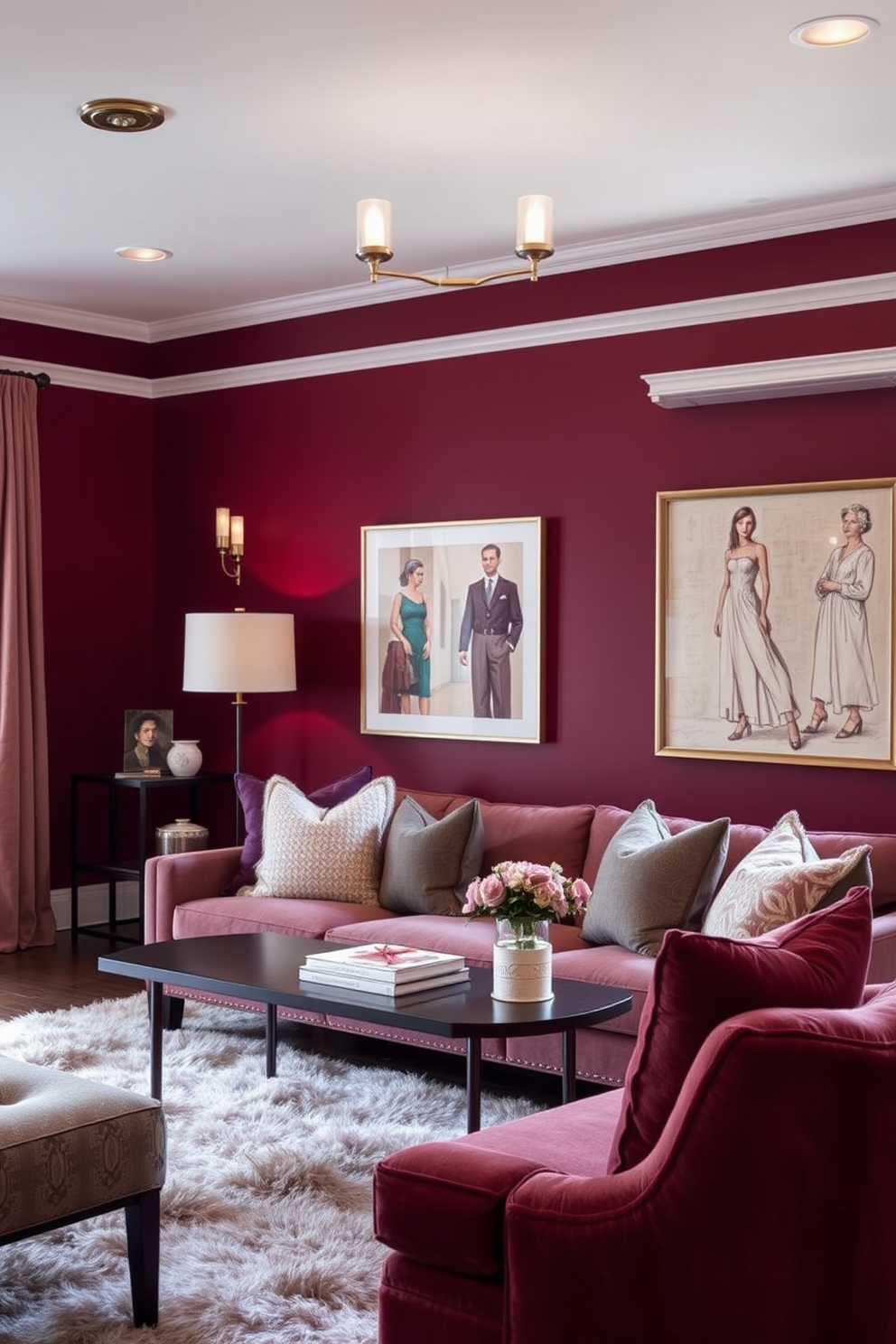 Burgundy Wall Painting Ideas 25