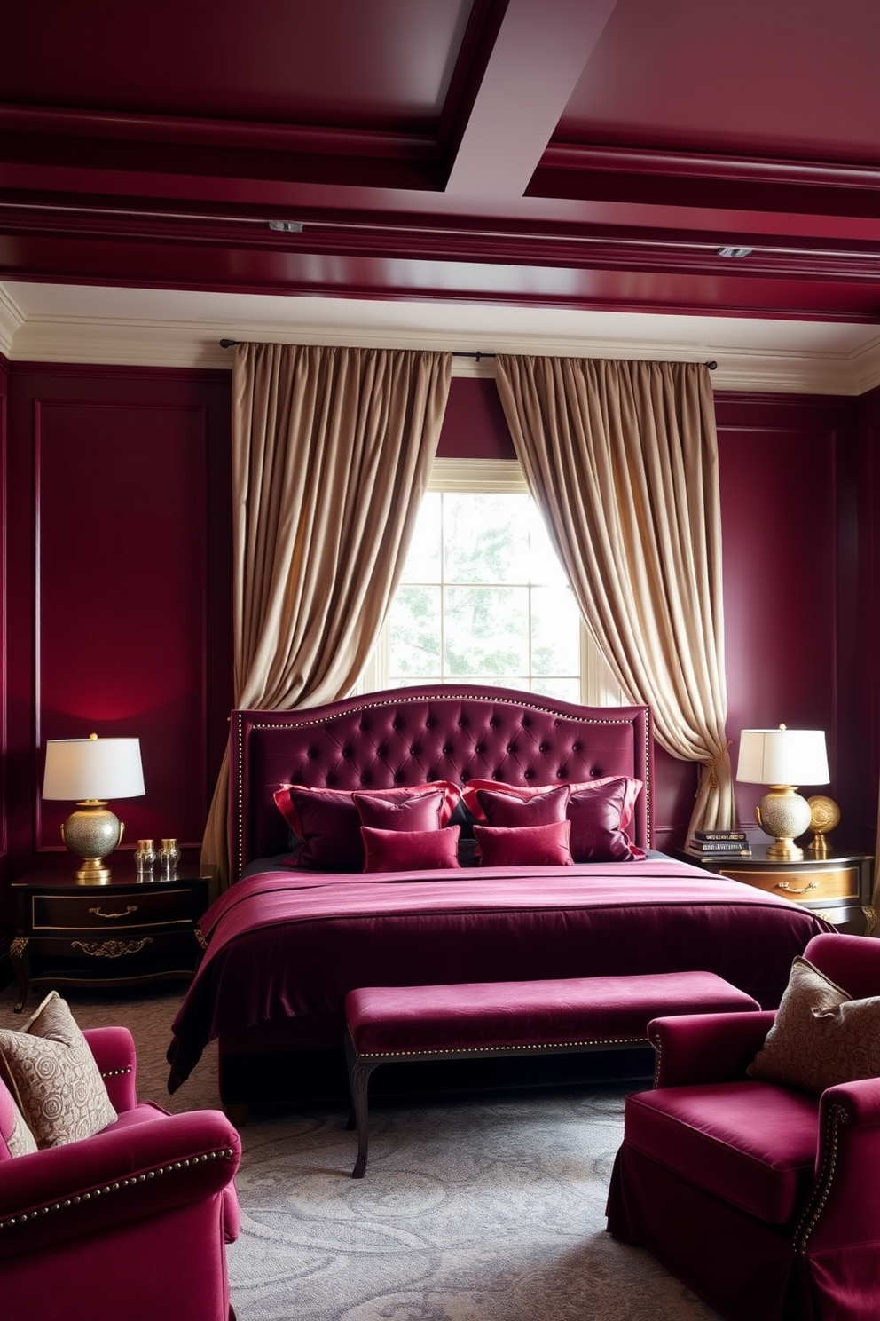 Burgundy Wall Painting Ideas 30