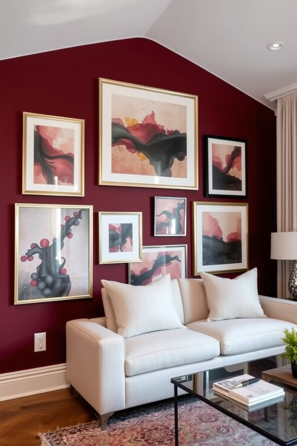 Burgundy Wall Painting Ideas 7