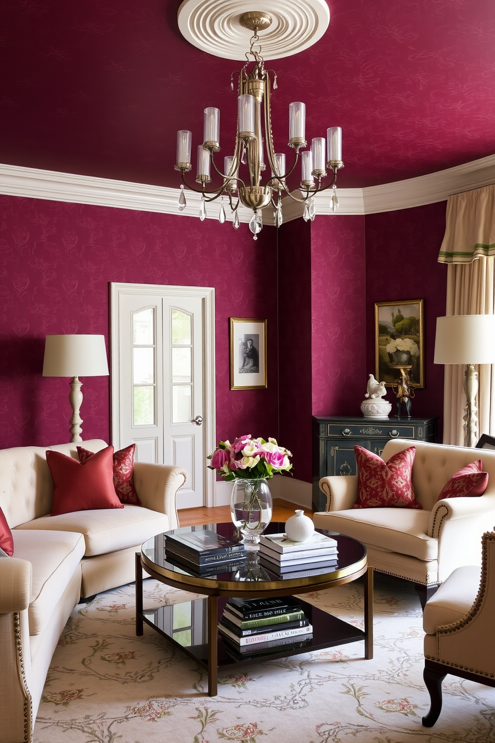 Burgundy Wallpaper Decorating Ideas 11