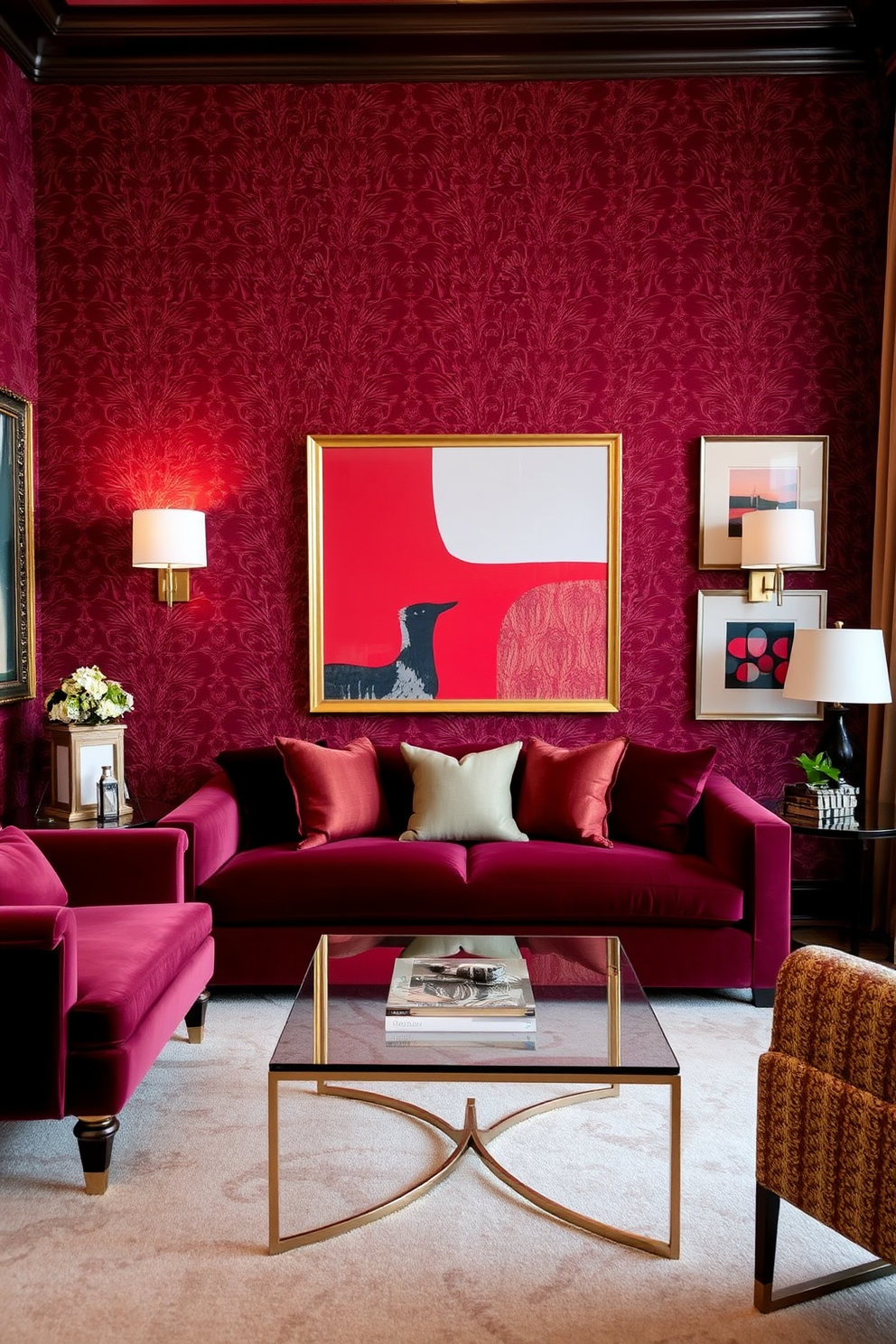 Burgundy Wallpaper Decorating Ideas 12