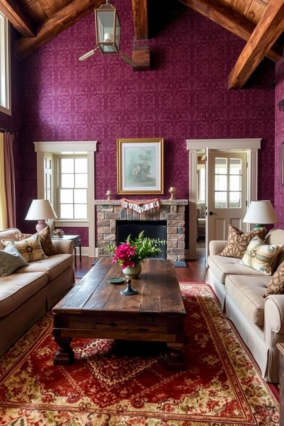 Burgundy Wallpaper Decorating Ideas 13