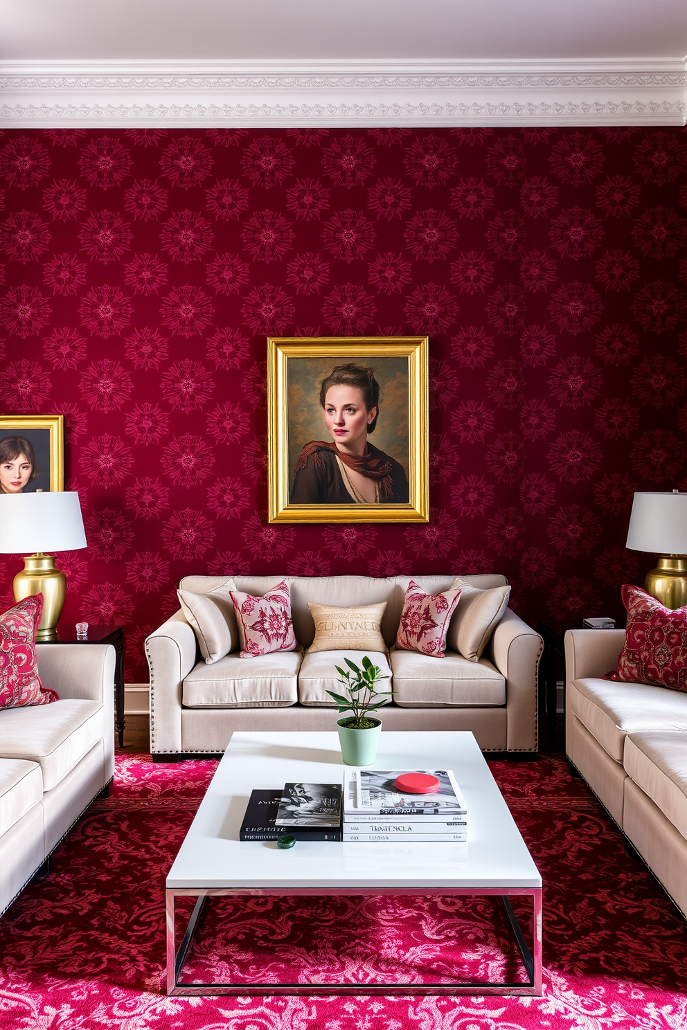 Burgundy Wallpaper Decorating Ideas 25