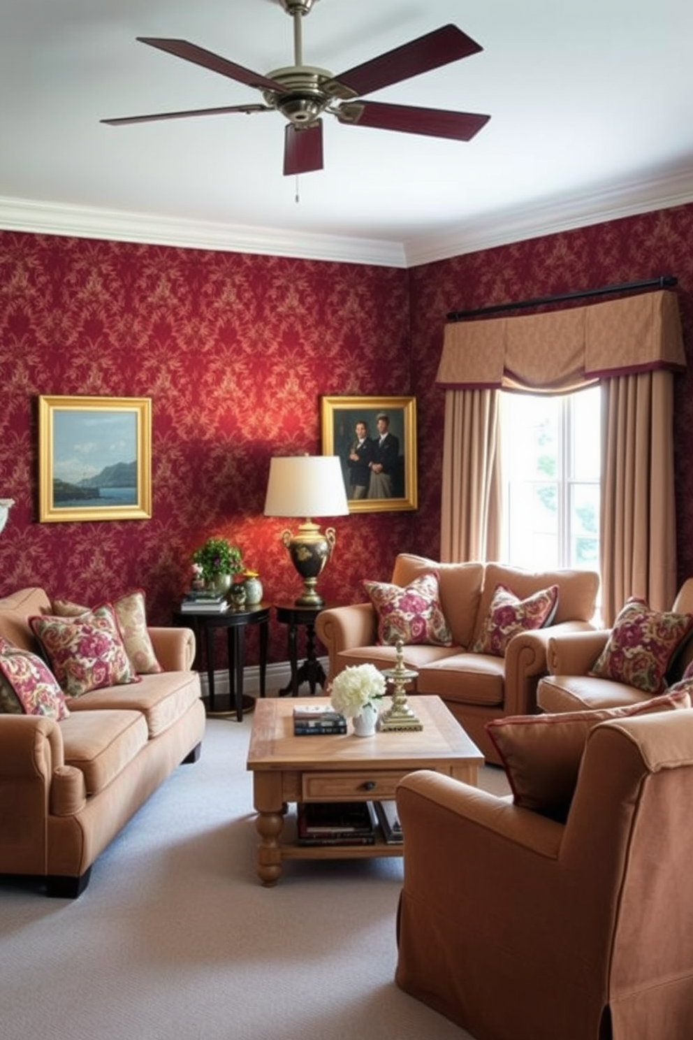 Burgundy Wallpaper Decorating Ideas 30