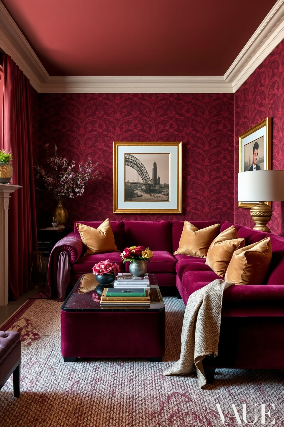 Burgundy Wallpaper Decorating Ideas 6