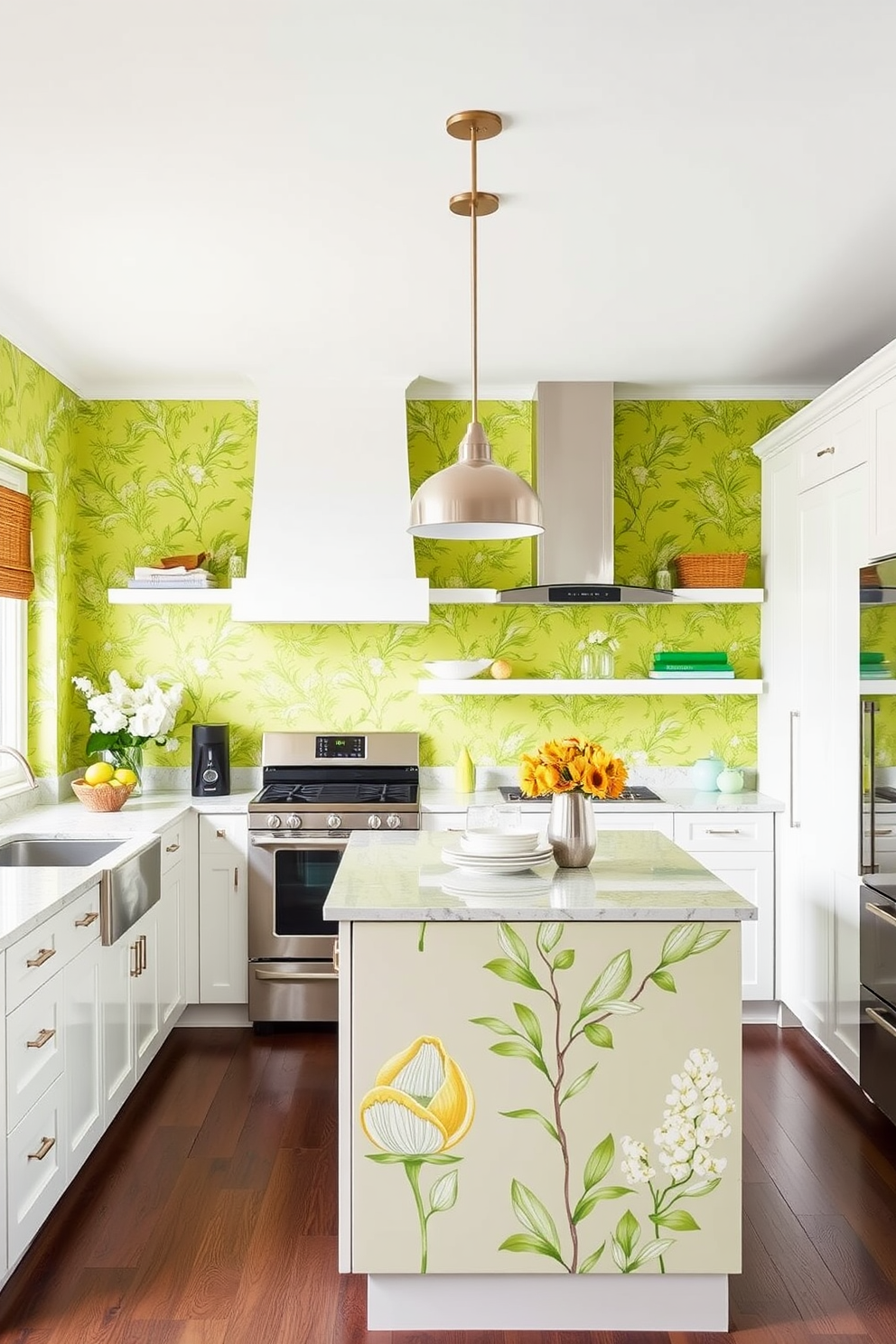 Chartreuse Wallpaper Decorating Ideas 15