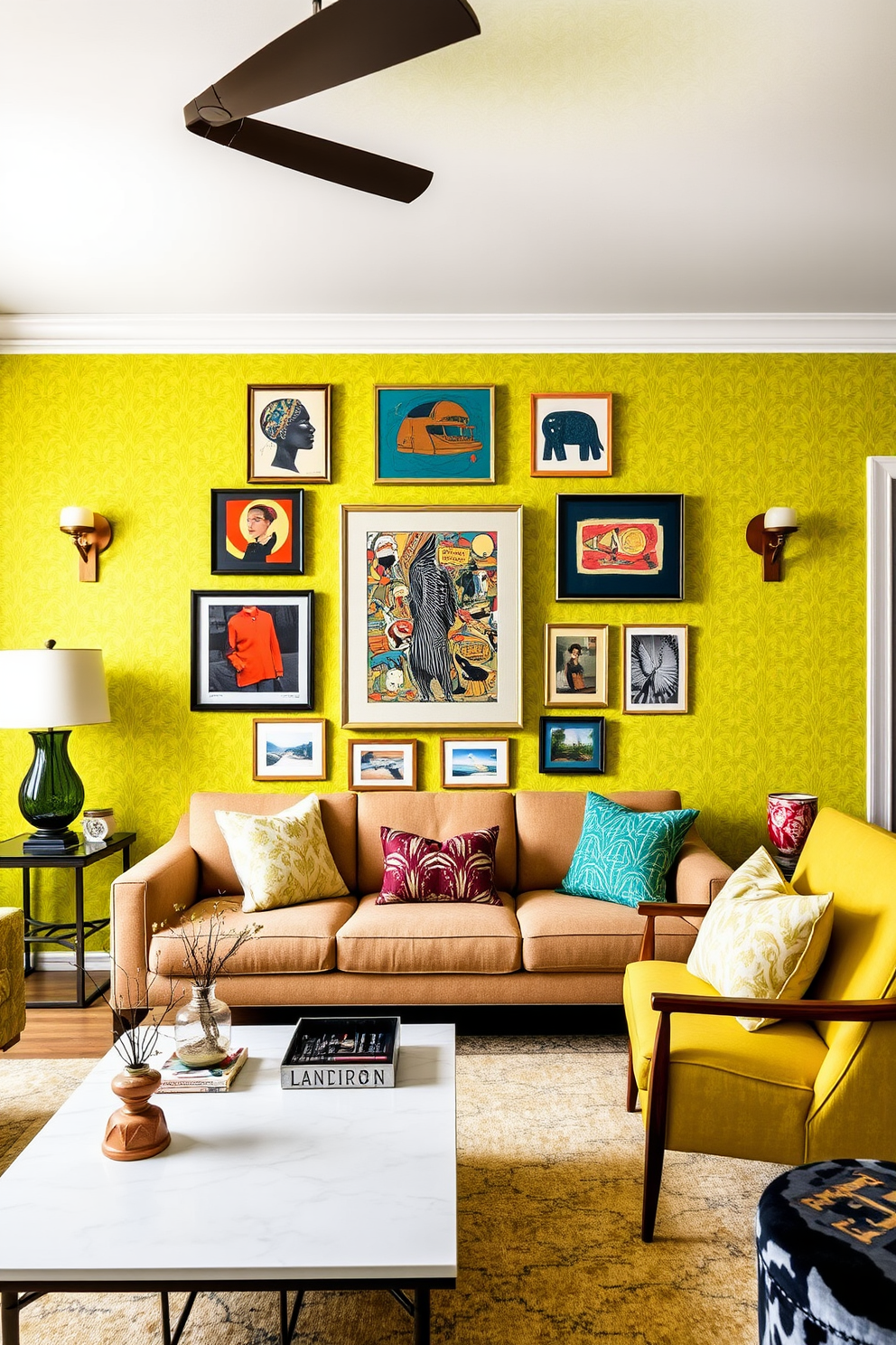 Chartreuse Wallpaper Decorating Ideas 17