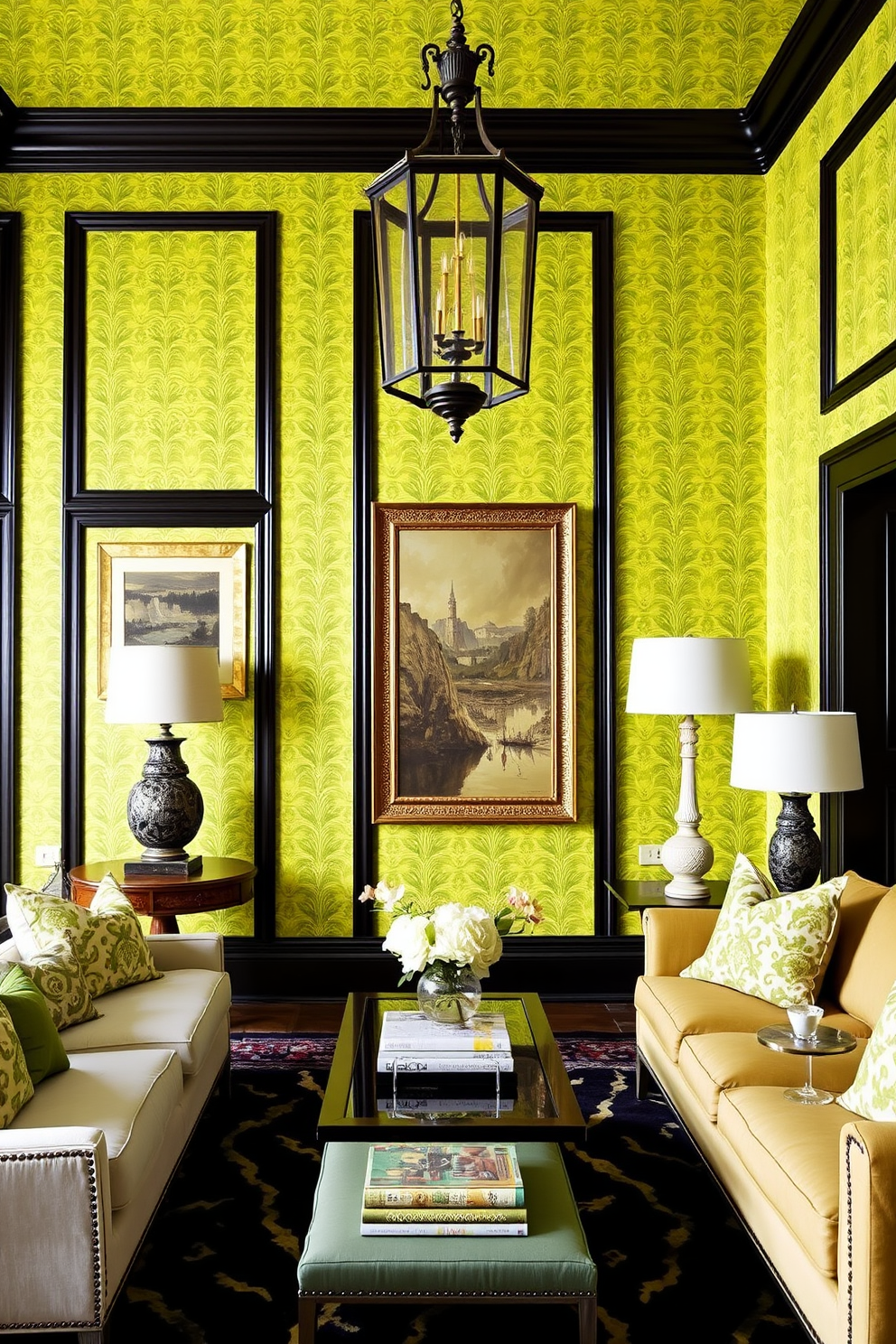 Chartreuse Wallpaper Decorating Ideas 19