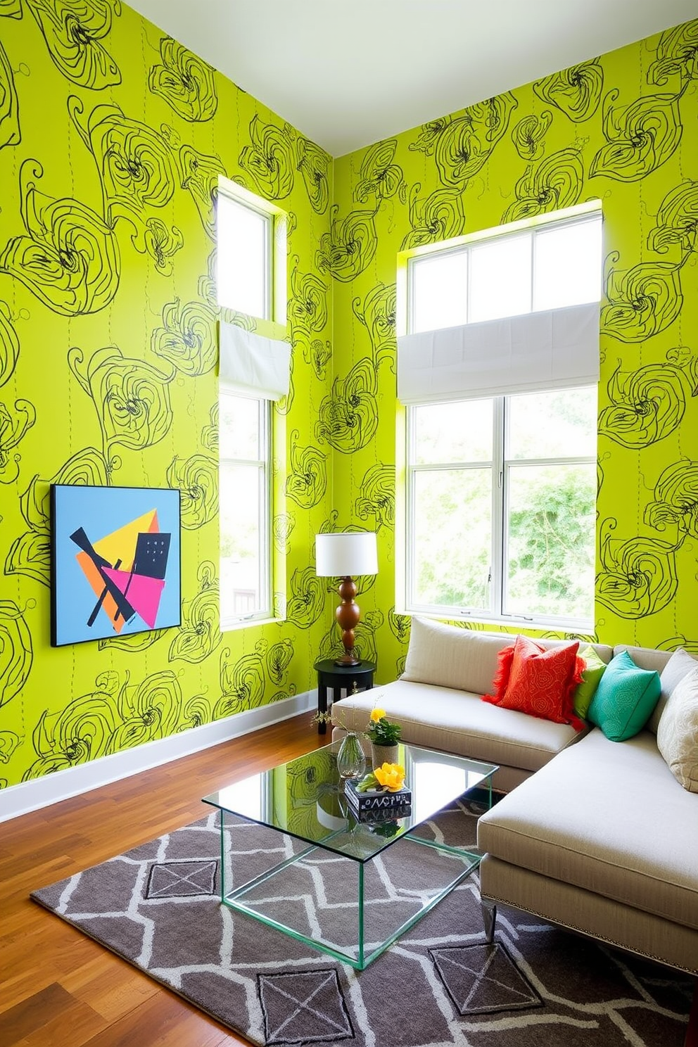 Chartreuse Wallpaper Decorating Ideas 21