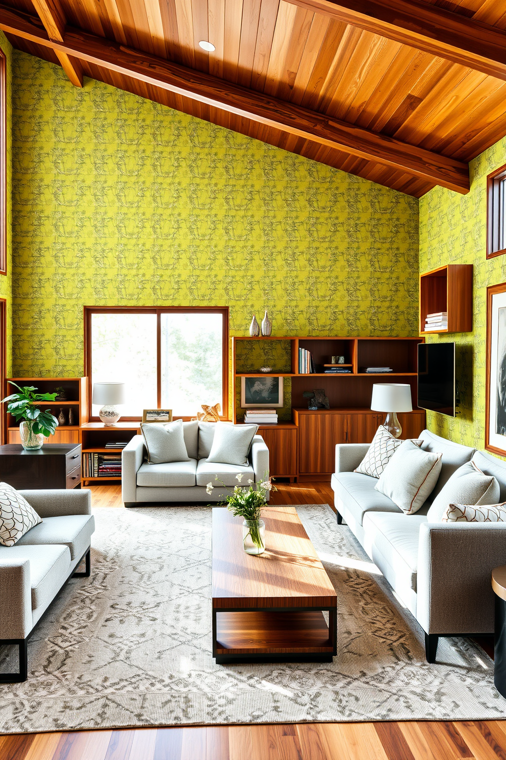 Chartreuse Wallpaper Decorating Ideas 23