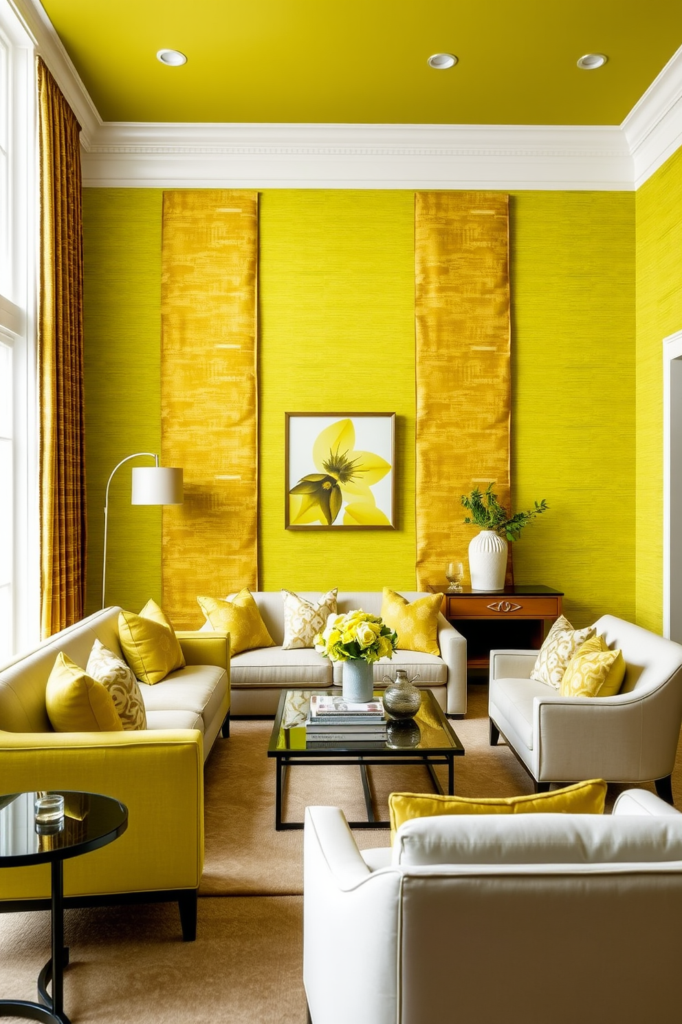 Chartreuse Wallpaper Decorating Ideas 27