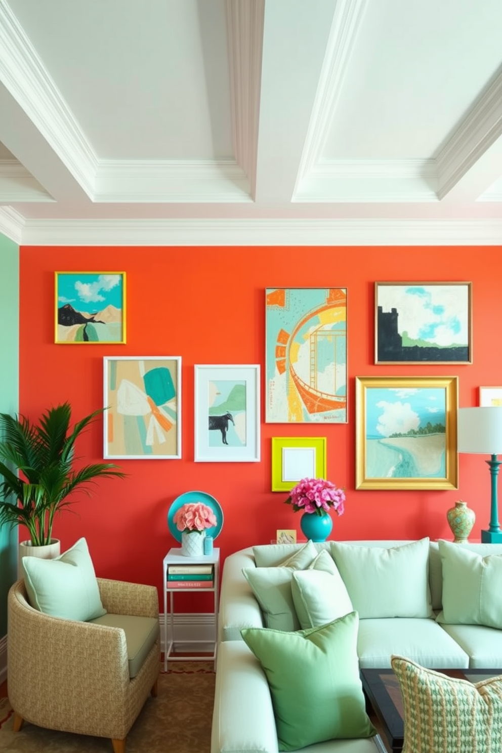 Coral Wall Painting Ideas 24