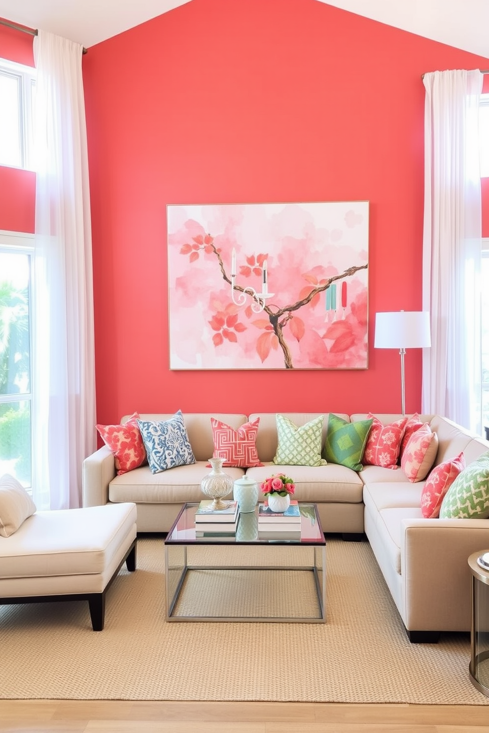 Coral Wall Painting Ideas 25