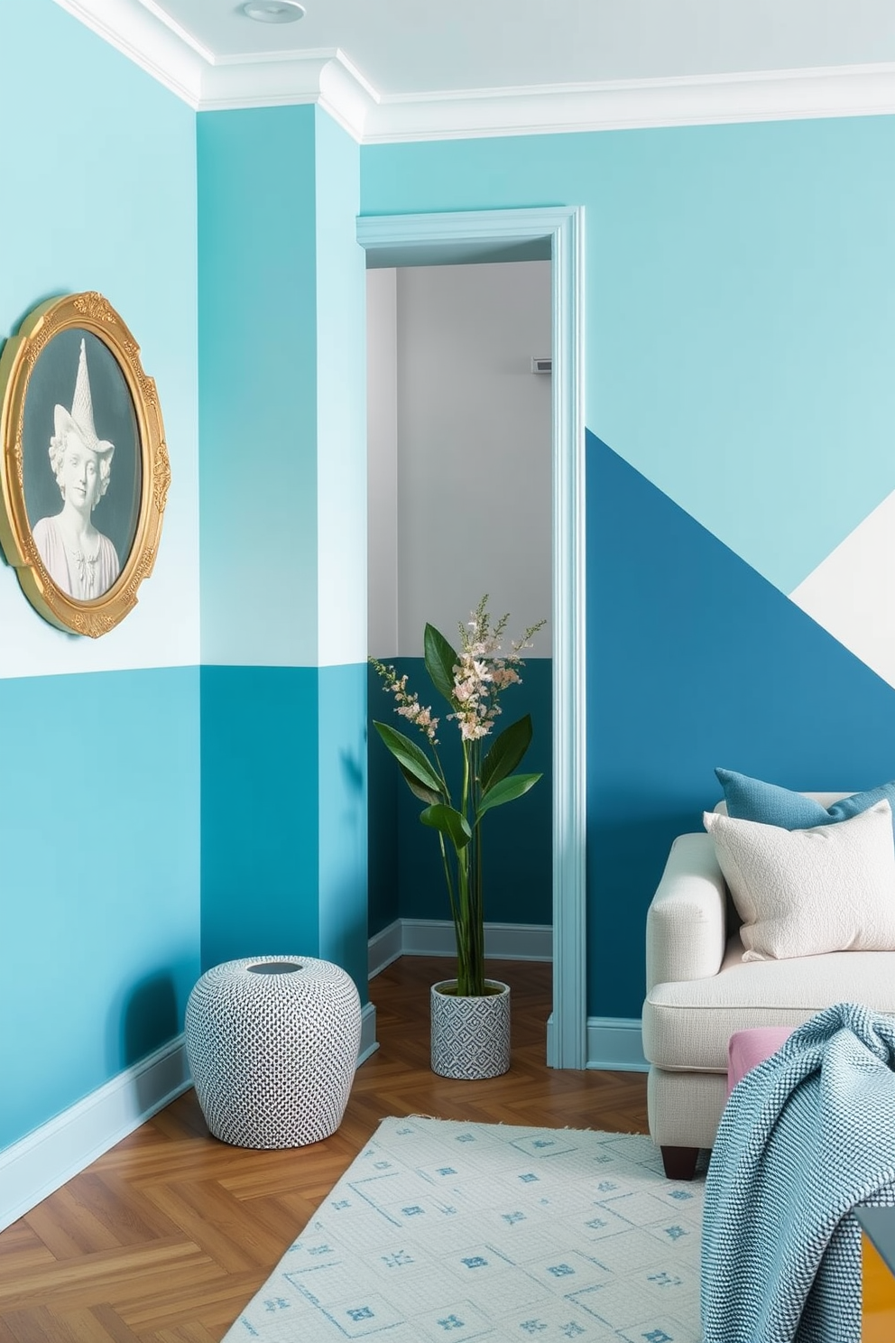 Cyan Wall Painting Ideas 15