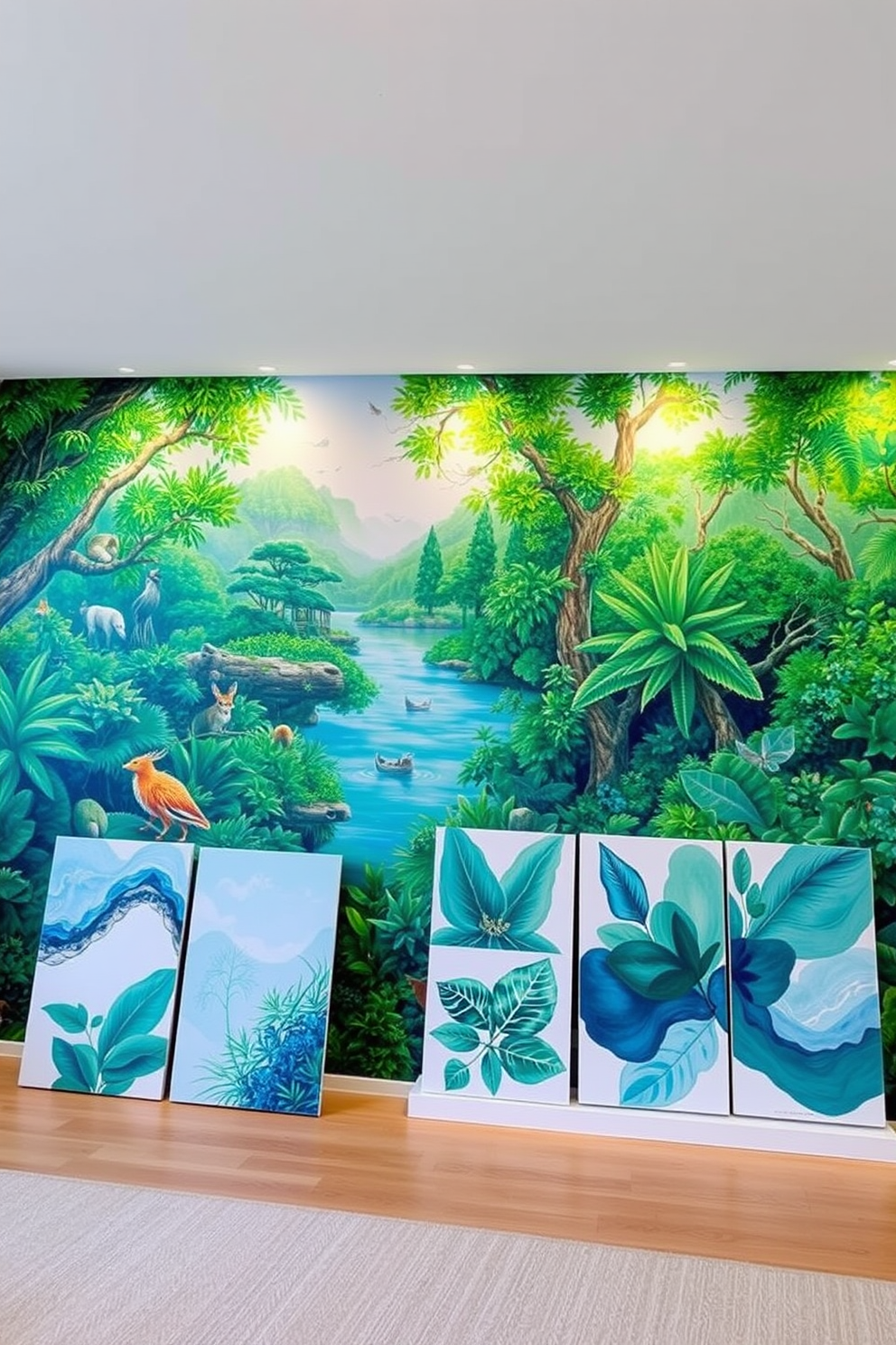 Cyan Wall Painting Ideas 17