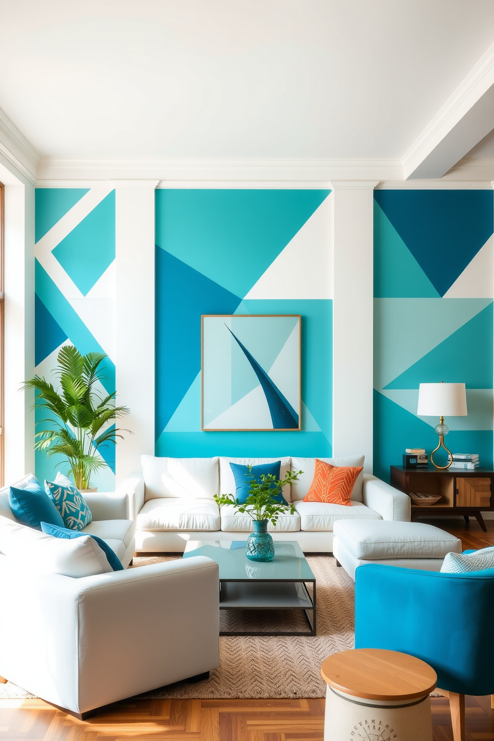 Cyan Wall Painting Ideas 9