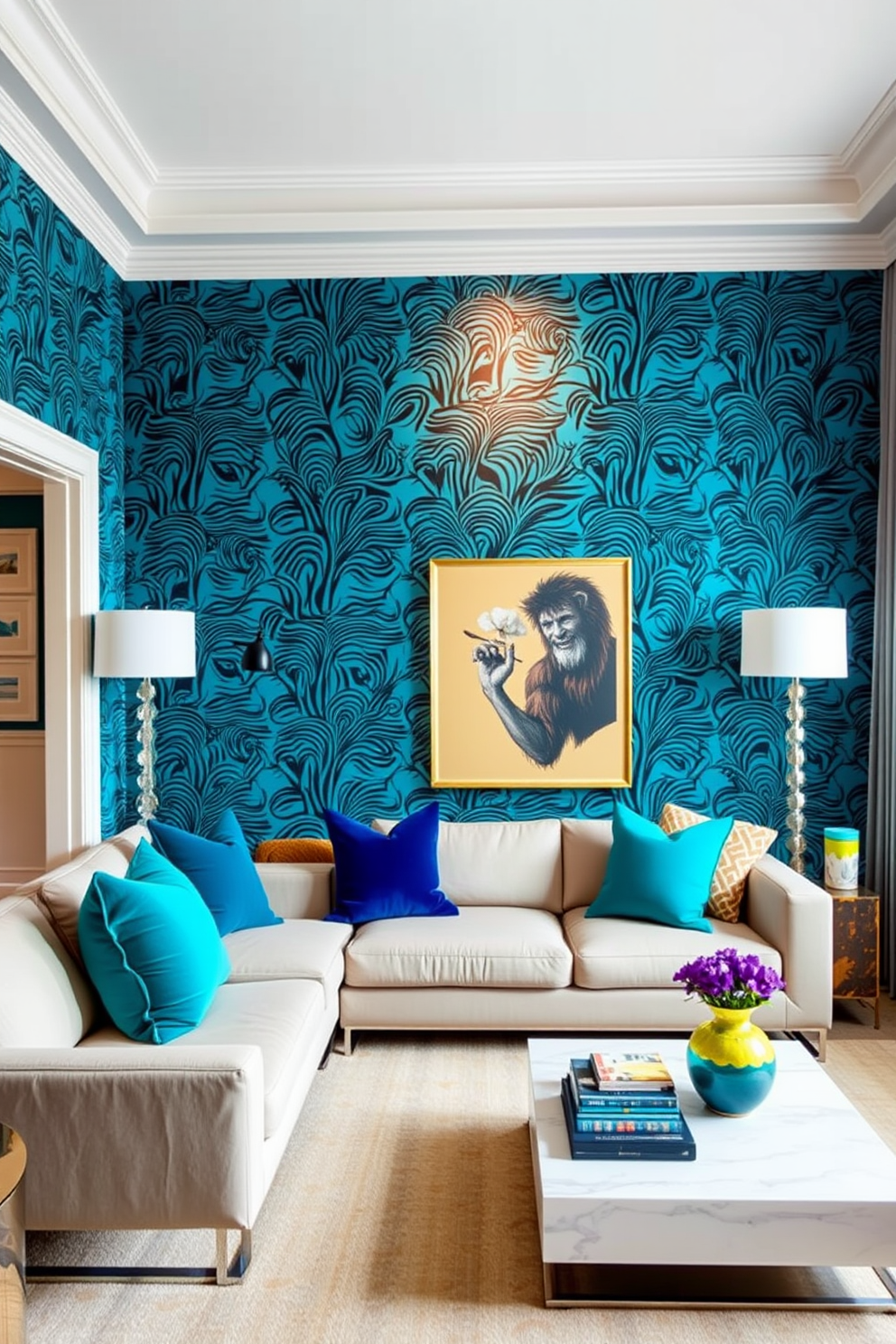 Cyan Wallpaper Decorating Ideas 17