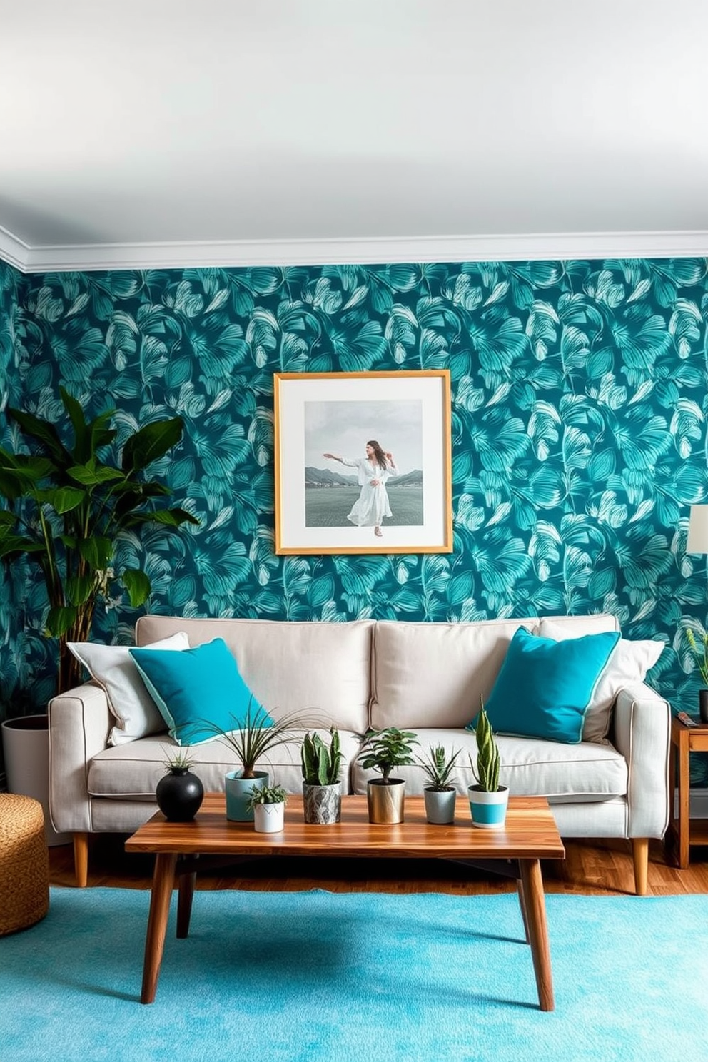 Cyan Wallpaper Decorating Ideas 29