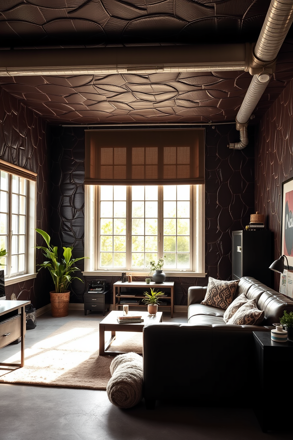 Faux Leather Wallpaper Decorating Ideas 25