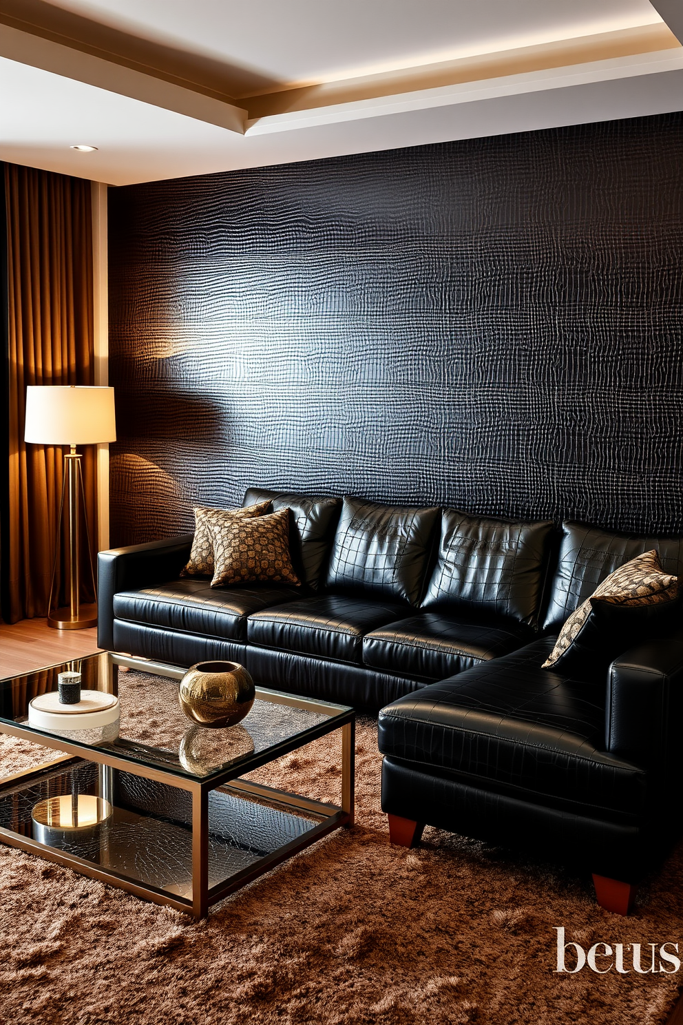 Faux Leather Wallpaper Decorating Ideas 4