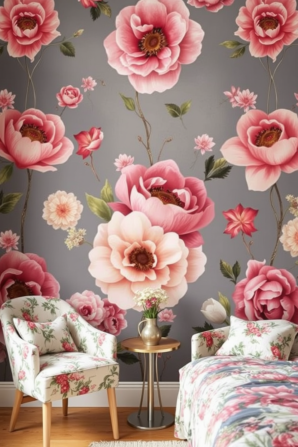 Floral Wallpaper Decorating Ideas 23