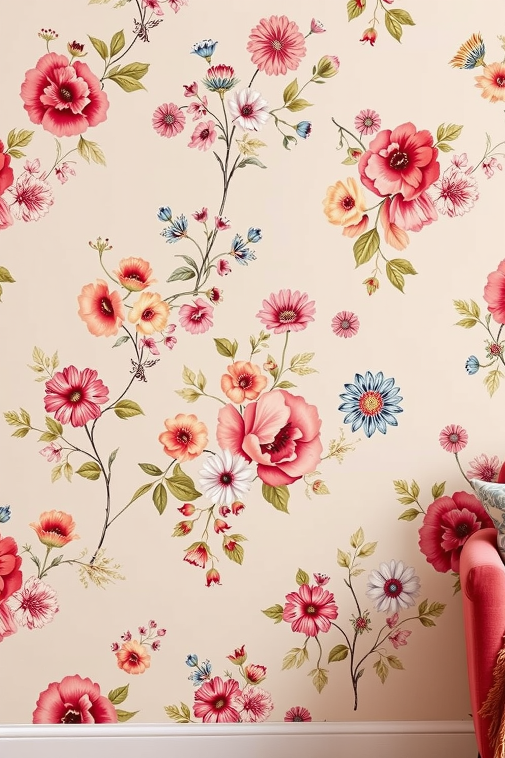 Floral Wallpaper Decorating Ideas 26