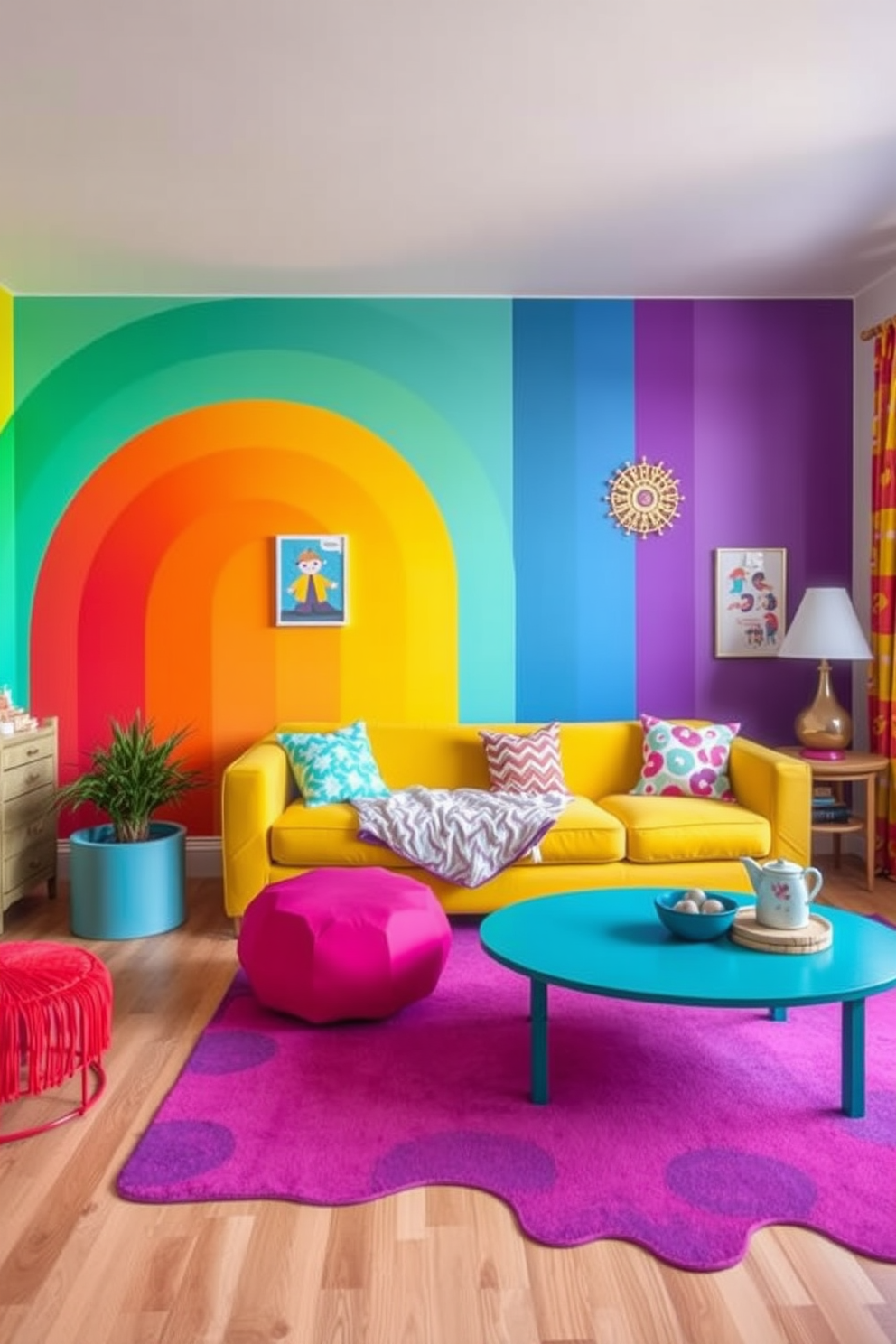 Gradient Stripe Wall Painting Ideas 1