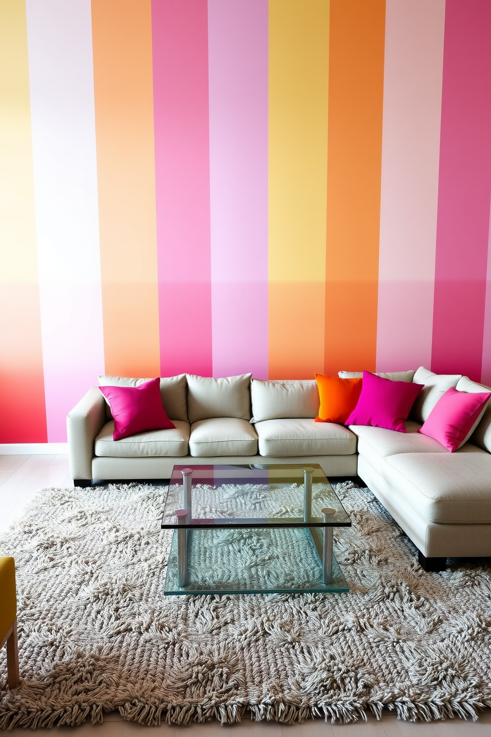 Gradient Stripe Wall Painting Ideas 11