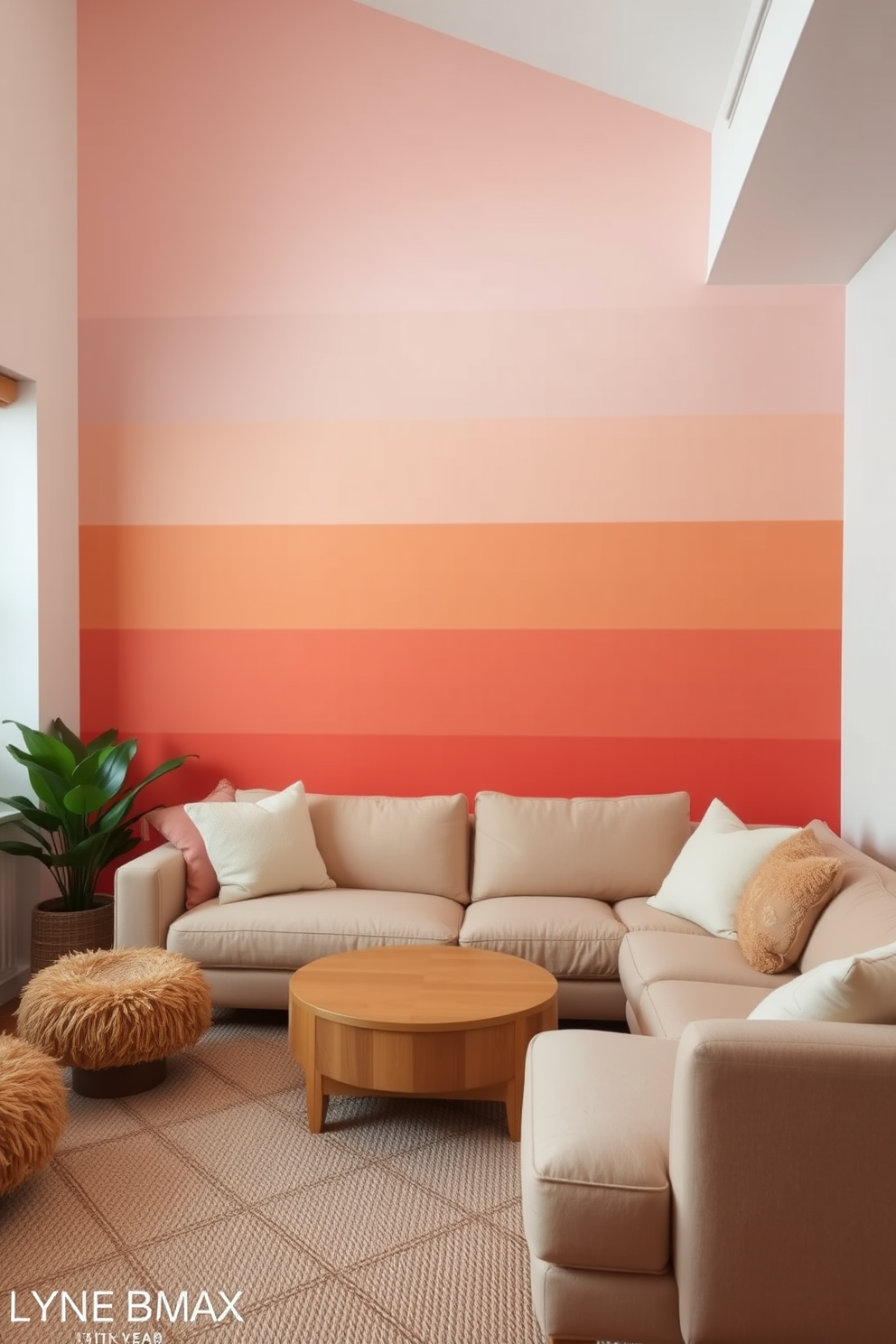 Gradient Stripe Wall Painting Ideas 15