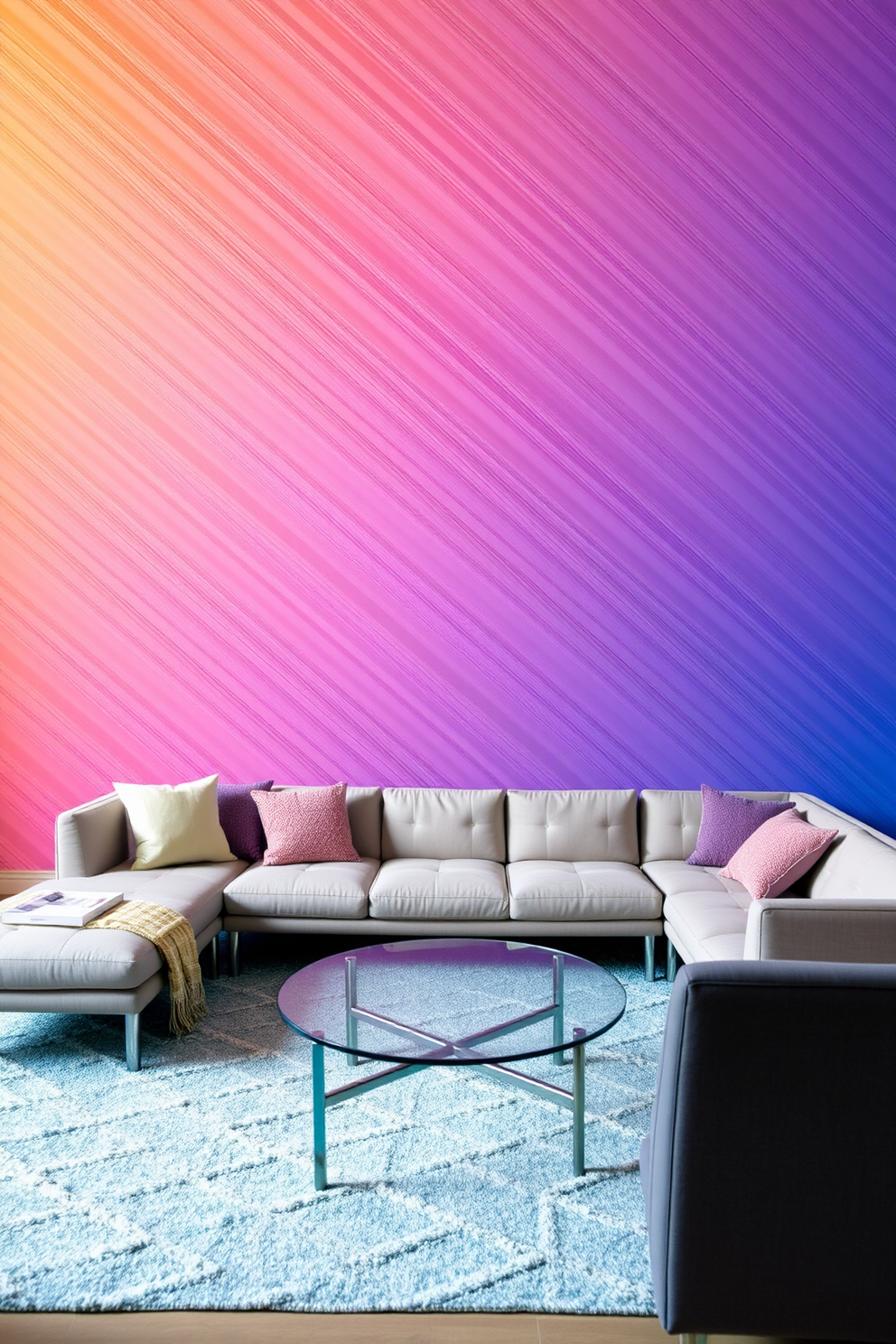 Gradient Stripe Wall Painting Ideas 18