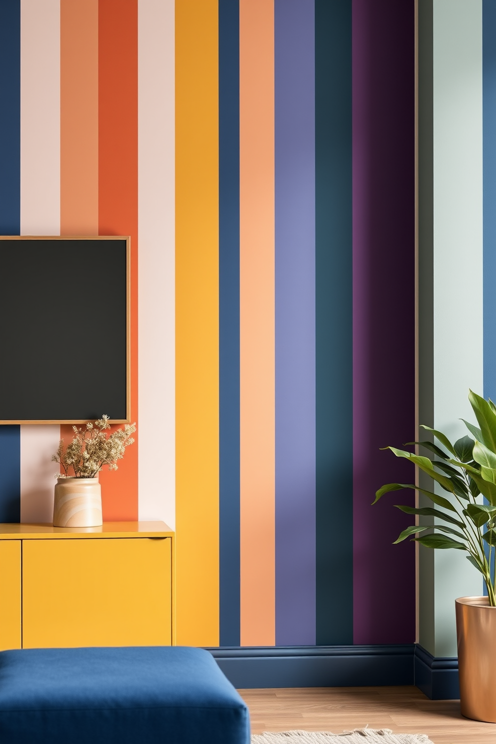 Gradient Stripe Wall Painting Ideas 4