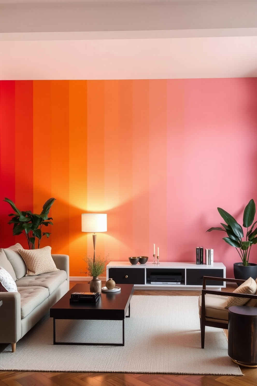 Gradient Stripe Wall Painting Ideas 5