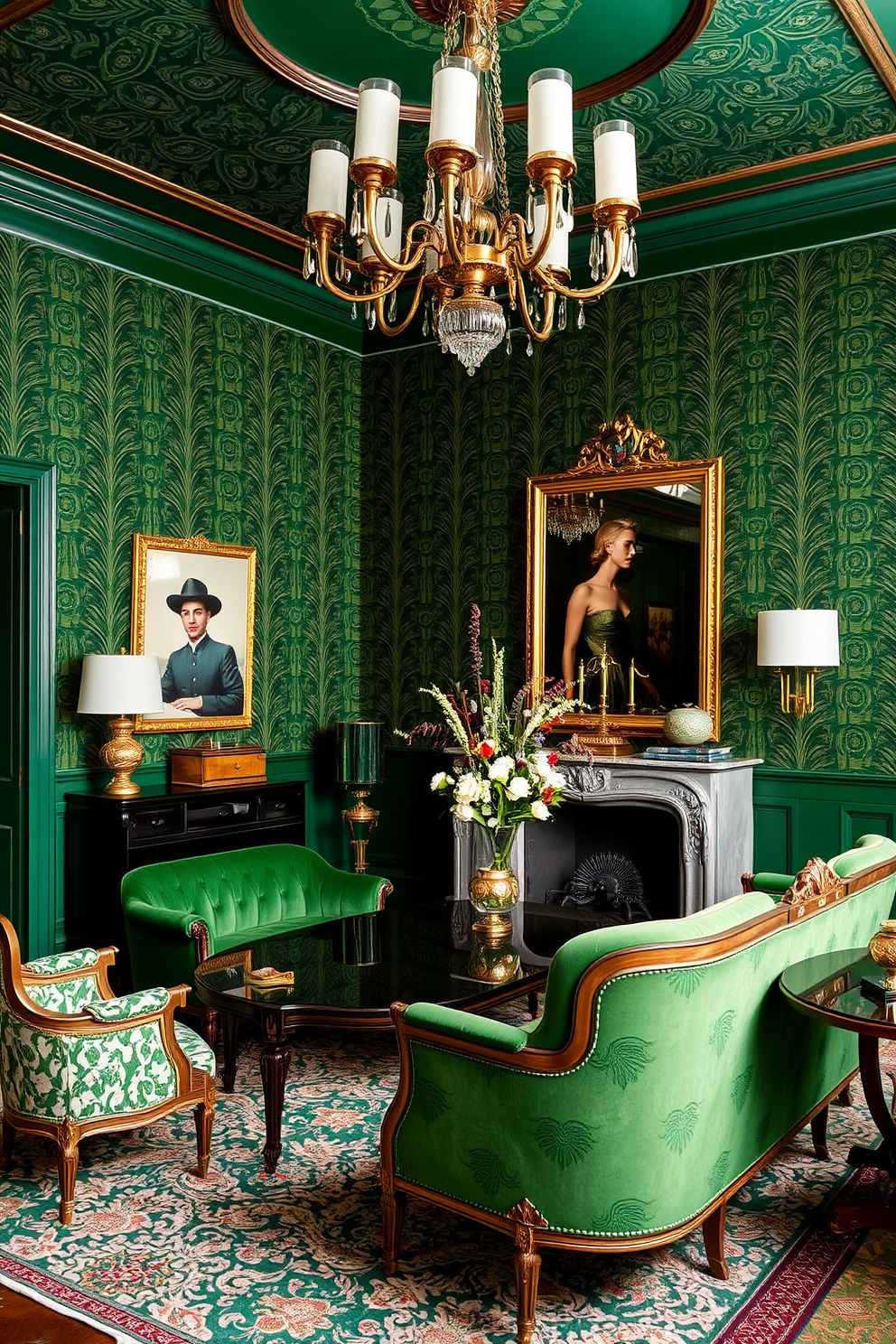 Green Wallpaper Decorating Ideas 15