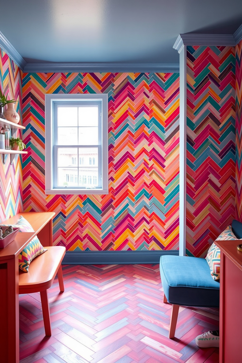 Herringbone Wall Painting Ideas 7