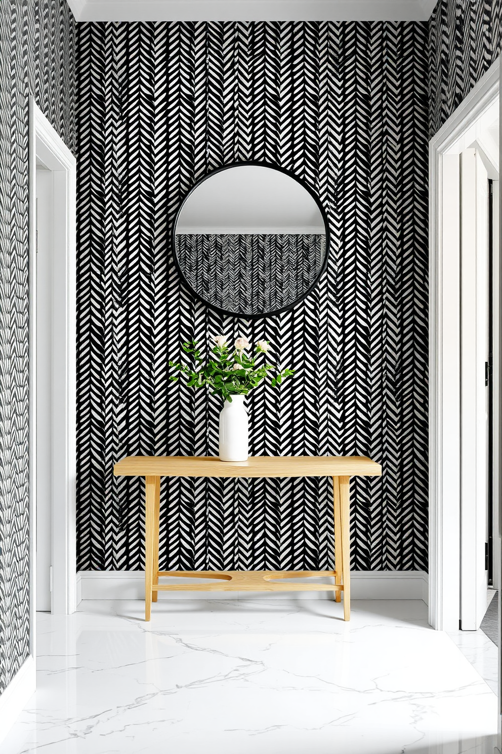 Herringbone Wallpaper Decorating Ideas 16