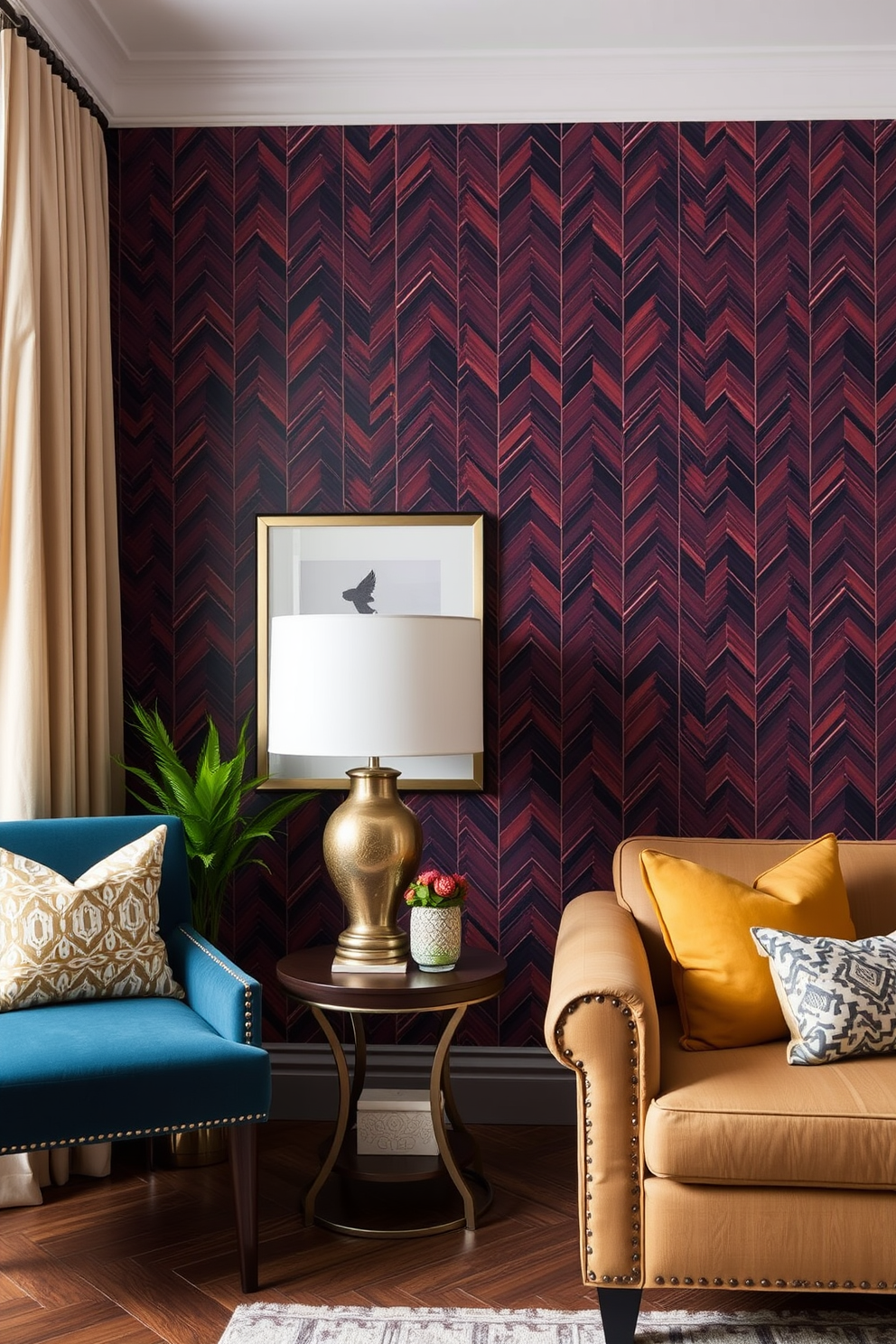 Herringbone Wallpaper Decorating Ideas 2