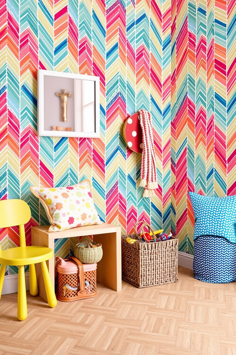 Herringbone Wallpaper Decorating Ideas 21